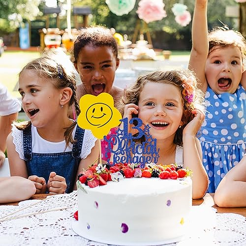 Miniatura 6 de 1 paquete de 13 decoraciones oficiales para tartas de adolescentes con purpurina para cumpleaños de 13 años, suministros de fiesta de cumpleaños de