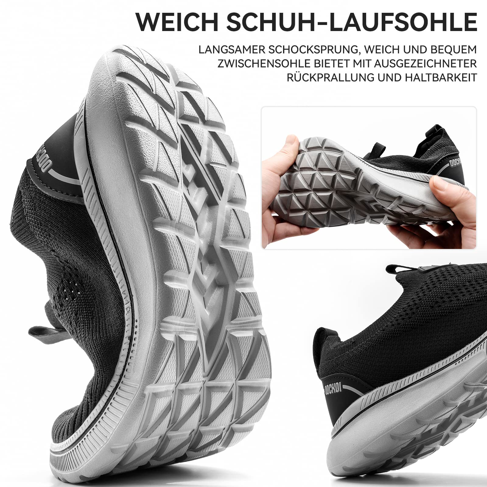 ODCKOI Męskie Sneaker, Bez Sznurowadeł, Wsuwane, Z Siateczki, Oddychające, Lekkie Buty Do Biegania, Na Co Dzień, Wygodne Buty Sportowe