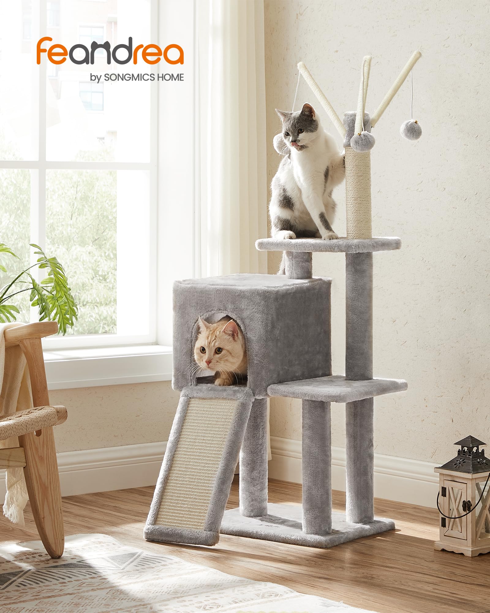 Feandrea Árbol de Gatos, Torre de Juegos, Gatito, Gris Claro PCT143W01