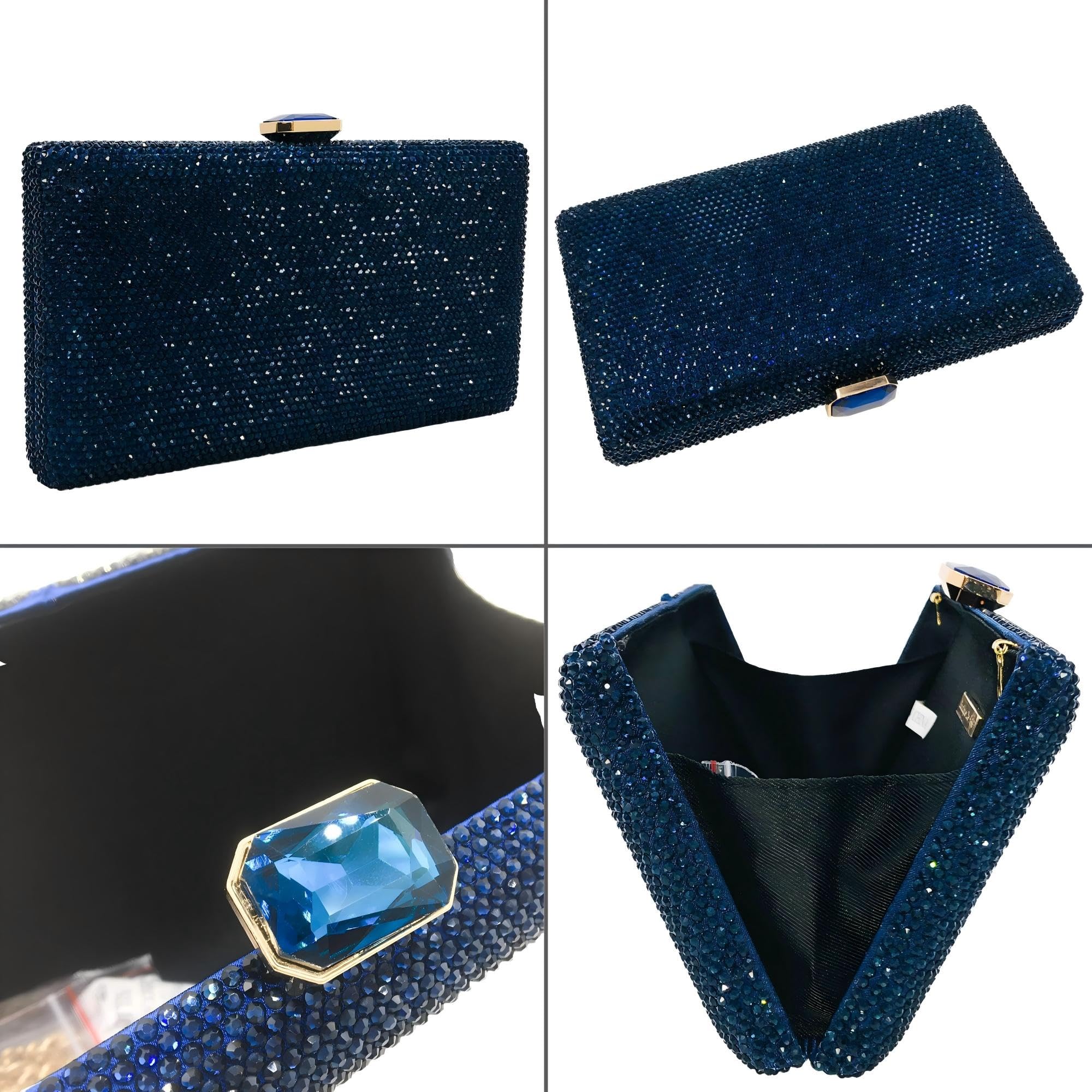 Boutique De FGG Bolsos de noche de cristal para mujer, caja de fiesta formal, bolso de mano de diamantes de imitación, bolso de mano para novia, mini