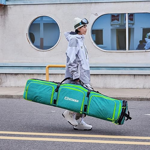 Miniatura 36 de XCMAN Bolsa acolchada de snowboard de longitud ajustable de 63 a 75 pulgadas, bolsa acolchada para viajes aéreos