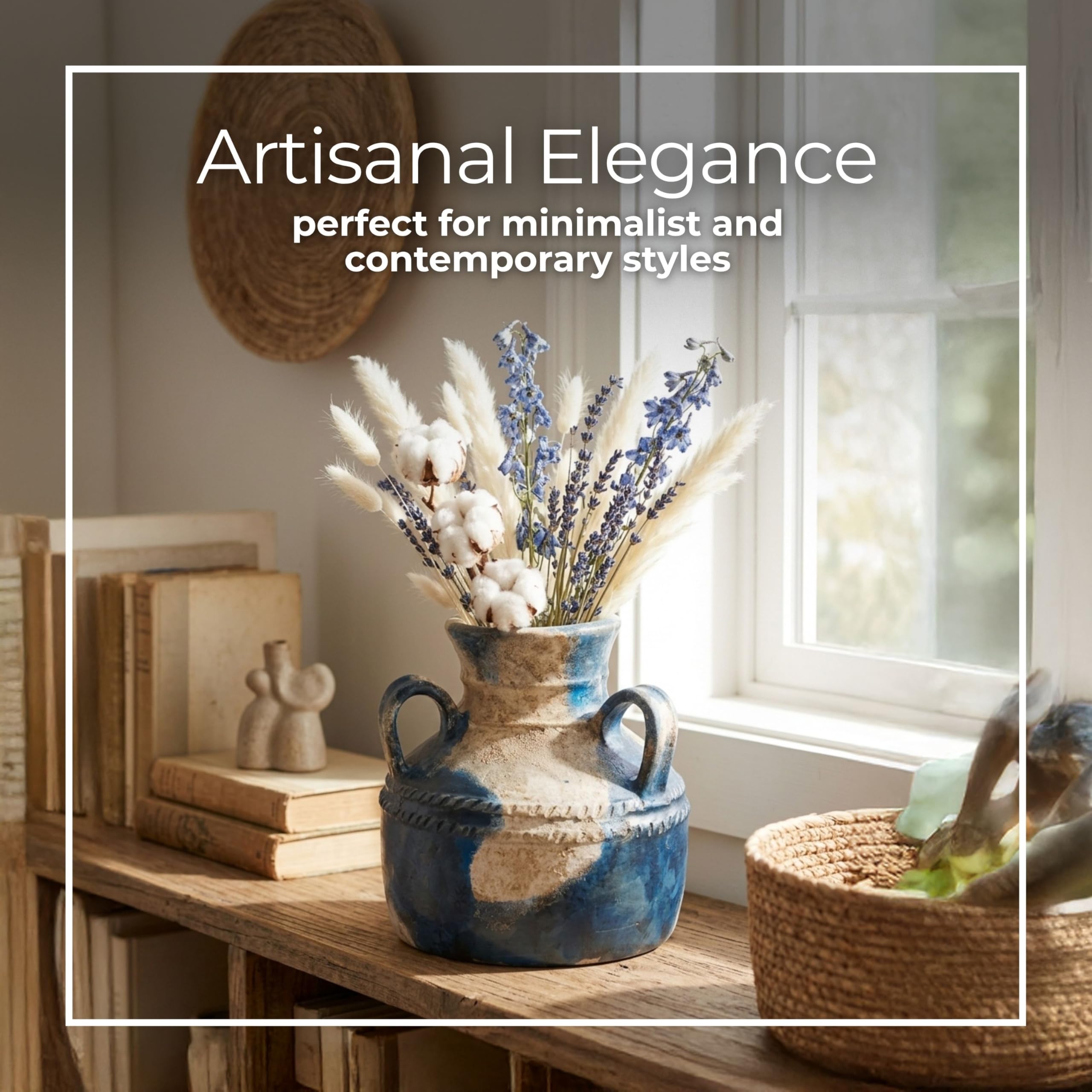 Sagebrook Home Elegante Terrakotta-Vase mit 3 Griffen für stilvolle Häuser