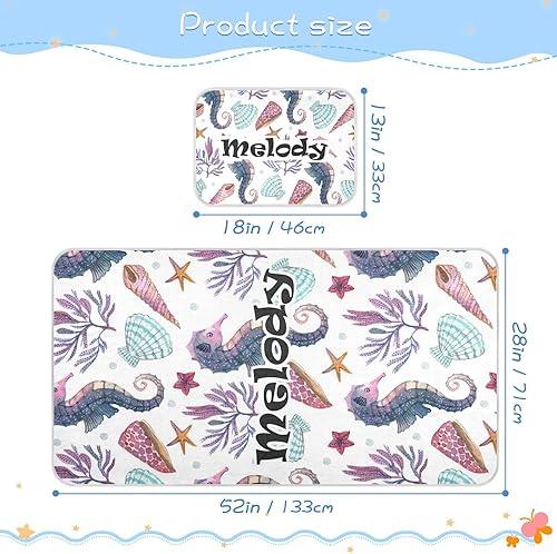 Miniatura 4 de Custom Hippocampus Stars Shells Marine Crib Mattress Protector Pad for Boys Girls Baby Ice Silk Mat Bed Fitted Crib Mattress Pad Cooling Mattress