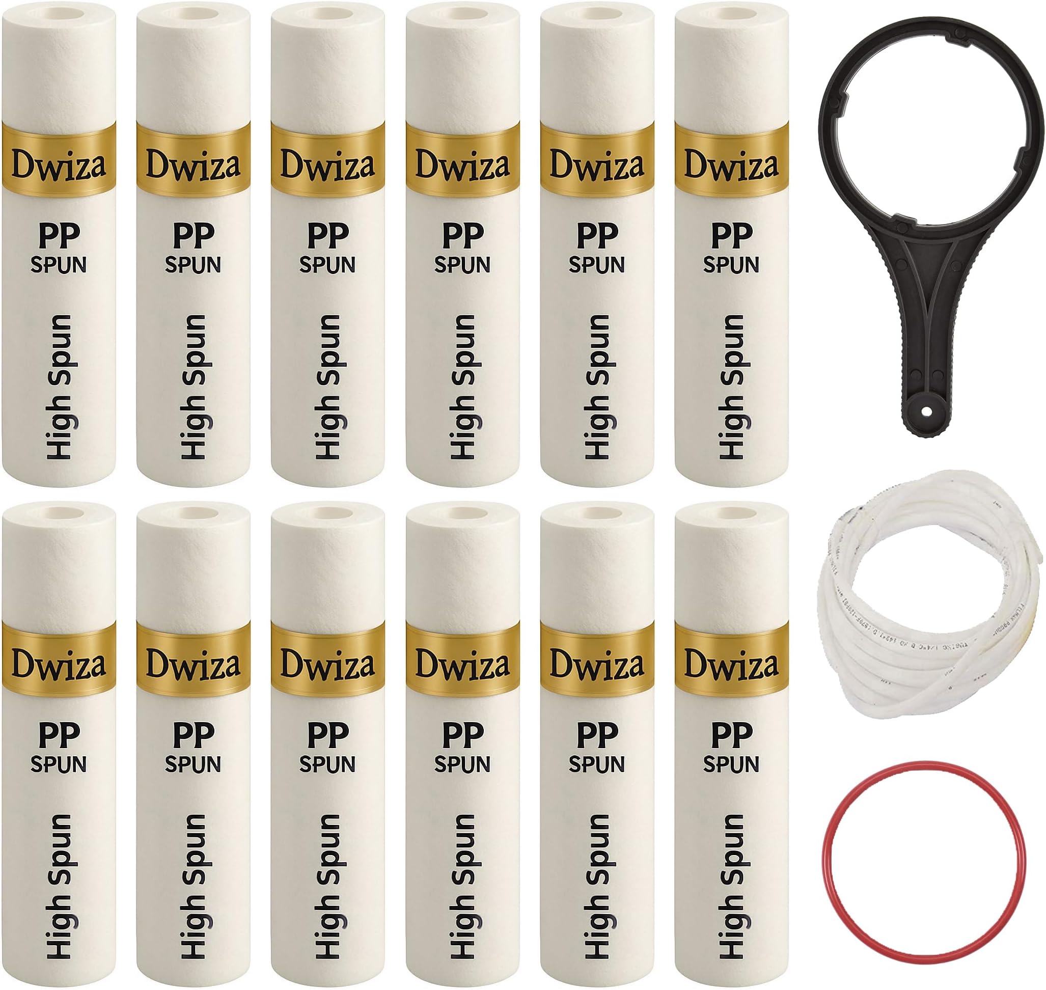 Dwiza Enterprise 10 Inch PP Spun Filters for All Type RO Water Purifiers | 5 Micron Water Filter Candle | Pre-Filter Cartridge | Outer Filter Candle - 12 Spun Filters