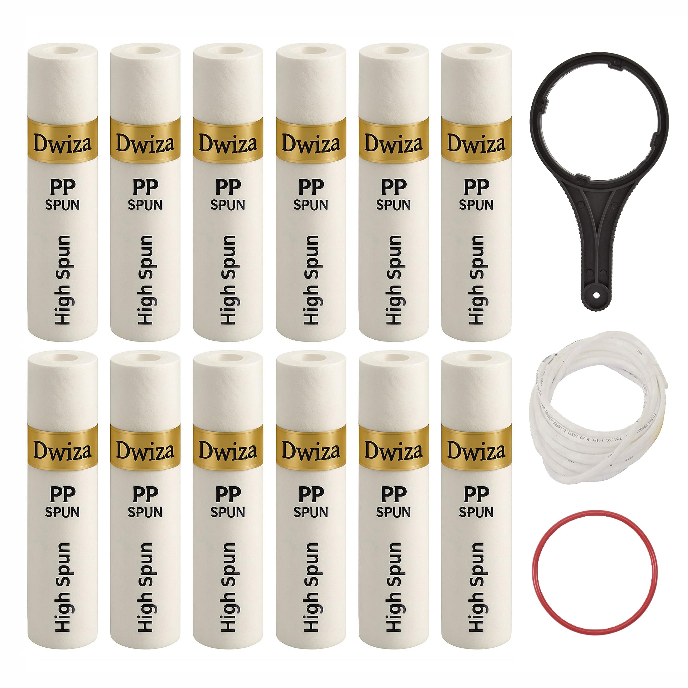 Dwiza Enterprise 10 Inch PP Spun Filters for All Type RO Water Purifiers | 5 Micron Water Filter Candle | Pre-Filter Cartridge | Outer Filter Candle - 12 Spun Filters