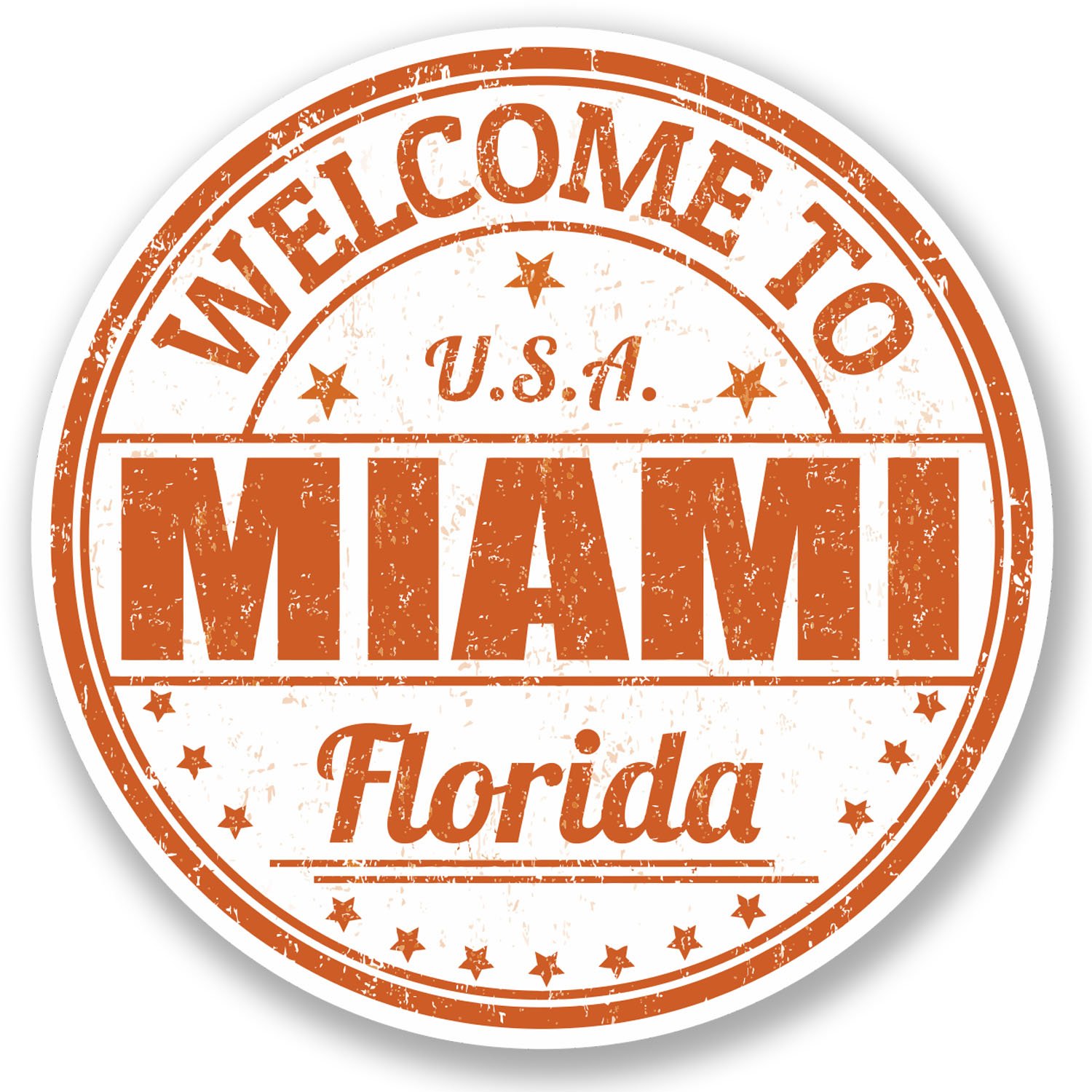 Destinationvinyl Multi 2 X 10Cm Miami Florida Usa Vinyl Sticker Bike Laptop Car Travel Luggage #5219 (10Cm X 10Cm)
