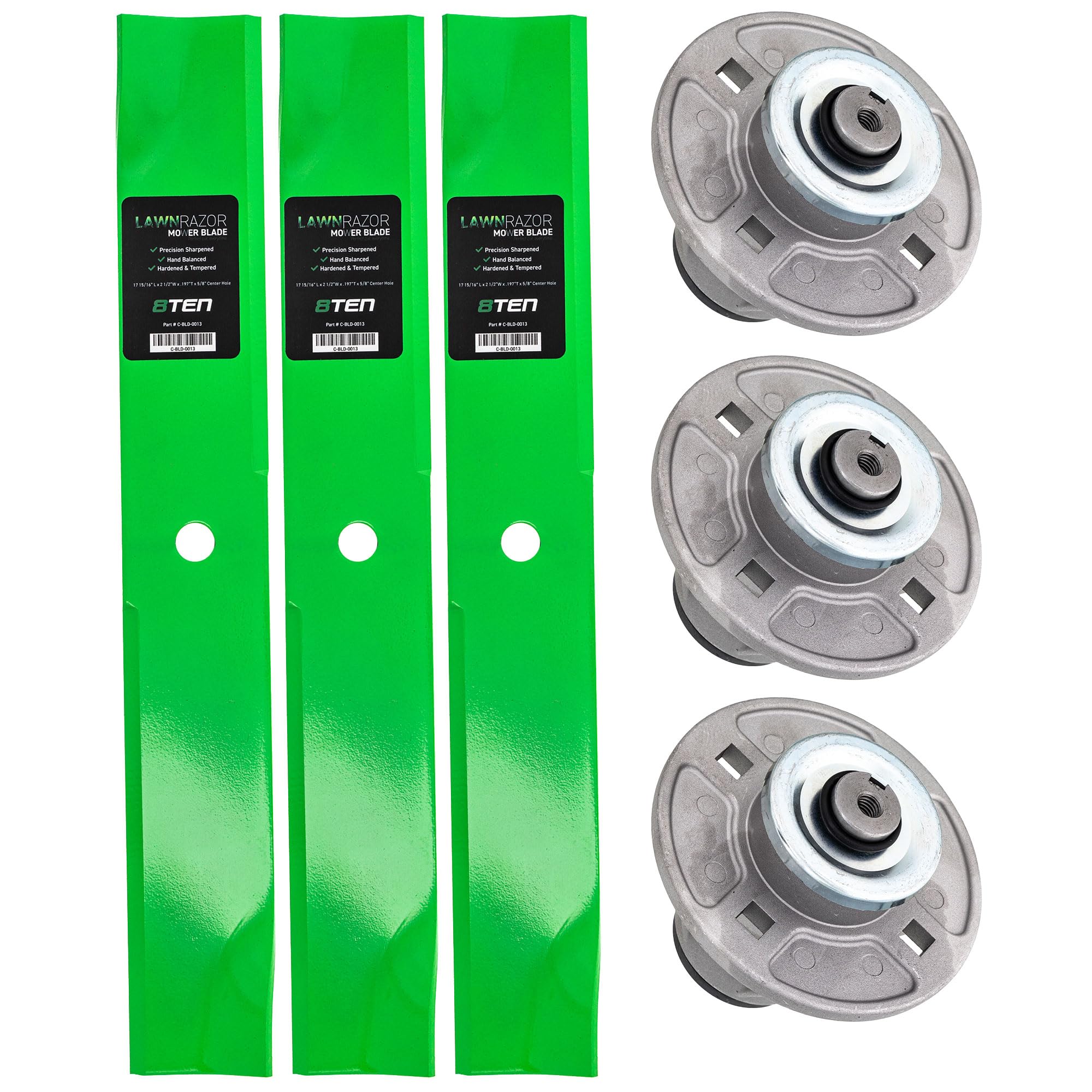 Amazon.com : 8TEN Spindle Low Lift Blade Kit 52 inch Deck for