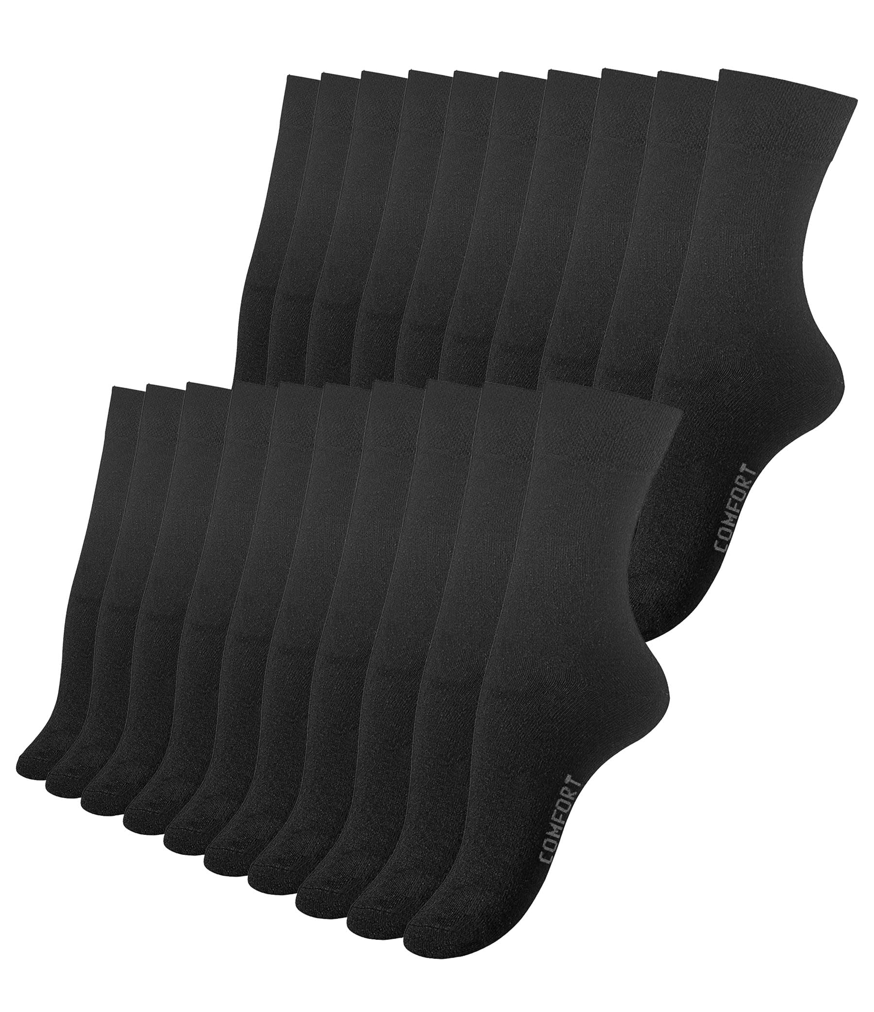 Cotton Prime 20 Paar Damen Socken schwarz, COMFORT, Ohne Gummibund, Baumwolle, Gr. 35-38