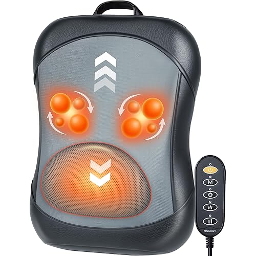 Shiatsu Back Massager with Heat : Up and Down Rolling Massage - Electric Back Massage for Pain Relief Deep Tissue - Lower-Back Massager for Office, Home