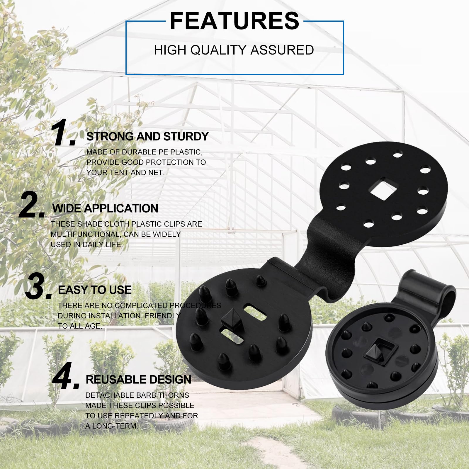100 Pezzi Clip in Plastica per Telo Ombreggiante, Clip di Fissaggio Speciale con Occhiello, Clip di Stoffa Dell'ombra, Accessori in Tessuto Ombreggiante per Serra Piante Rete Parasole Giardino