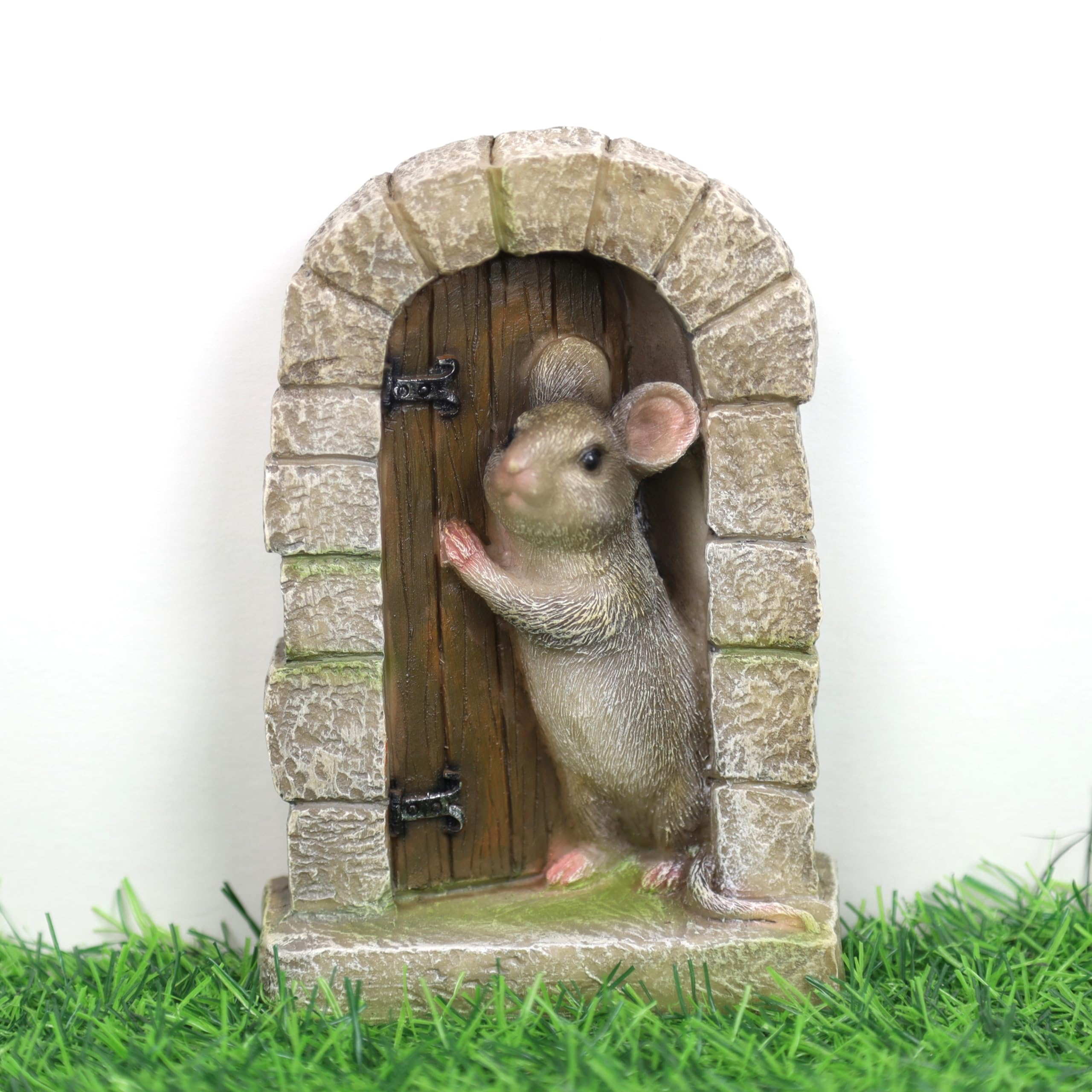 Fyne-Finds Mouse Door Statue Indoor Garden Outdoor Home Tree Animal Decoration Ornament