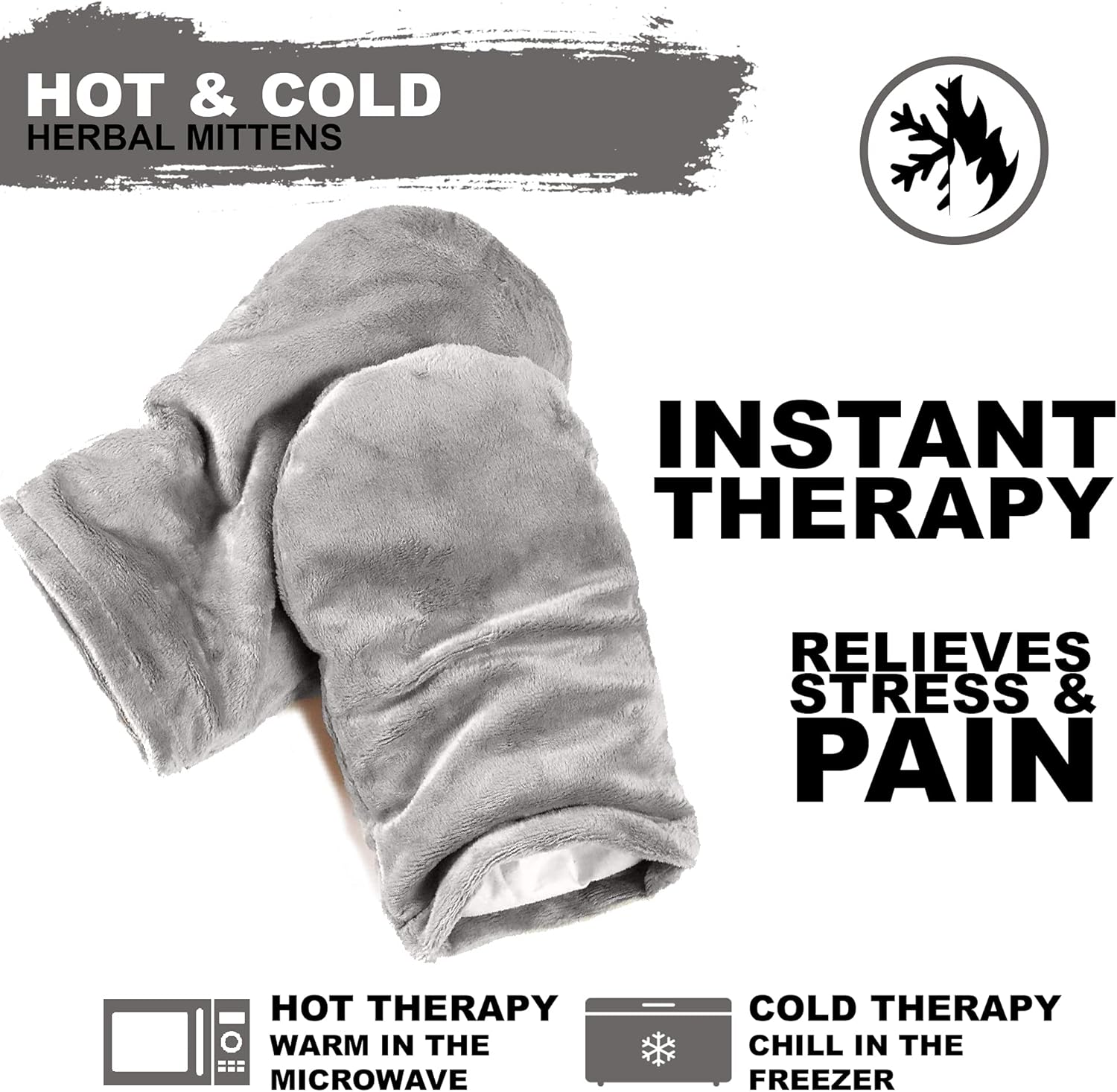 Mars Wellness Heated Microwavable Mittens, Microwave Hand Warmers for Arthritis Pain - Heating Pad for Hand with Flaxseed and Herbs - Charcoal
