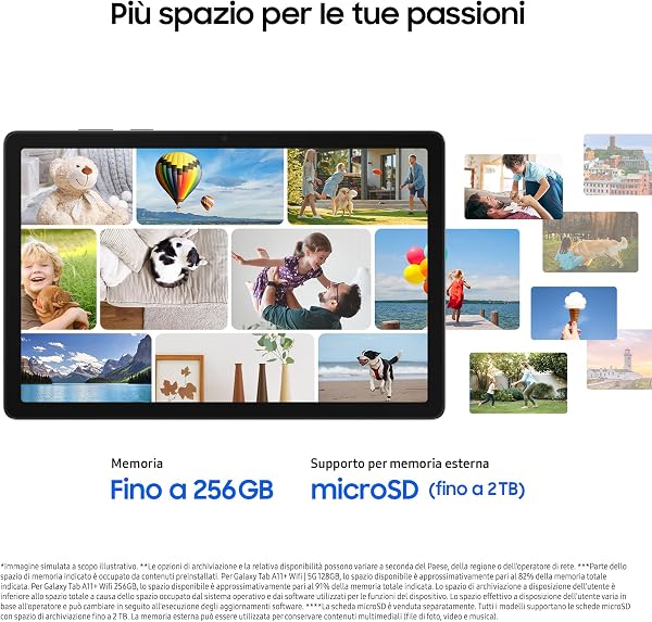 Samsung Galaxy Tab A11+, Android Tablet, WiFi, 8GB RAM, 256GB, 11.0" 90Hz Display, Silver [Italian Version] - 4