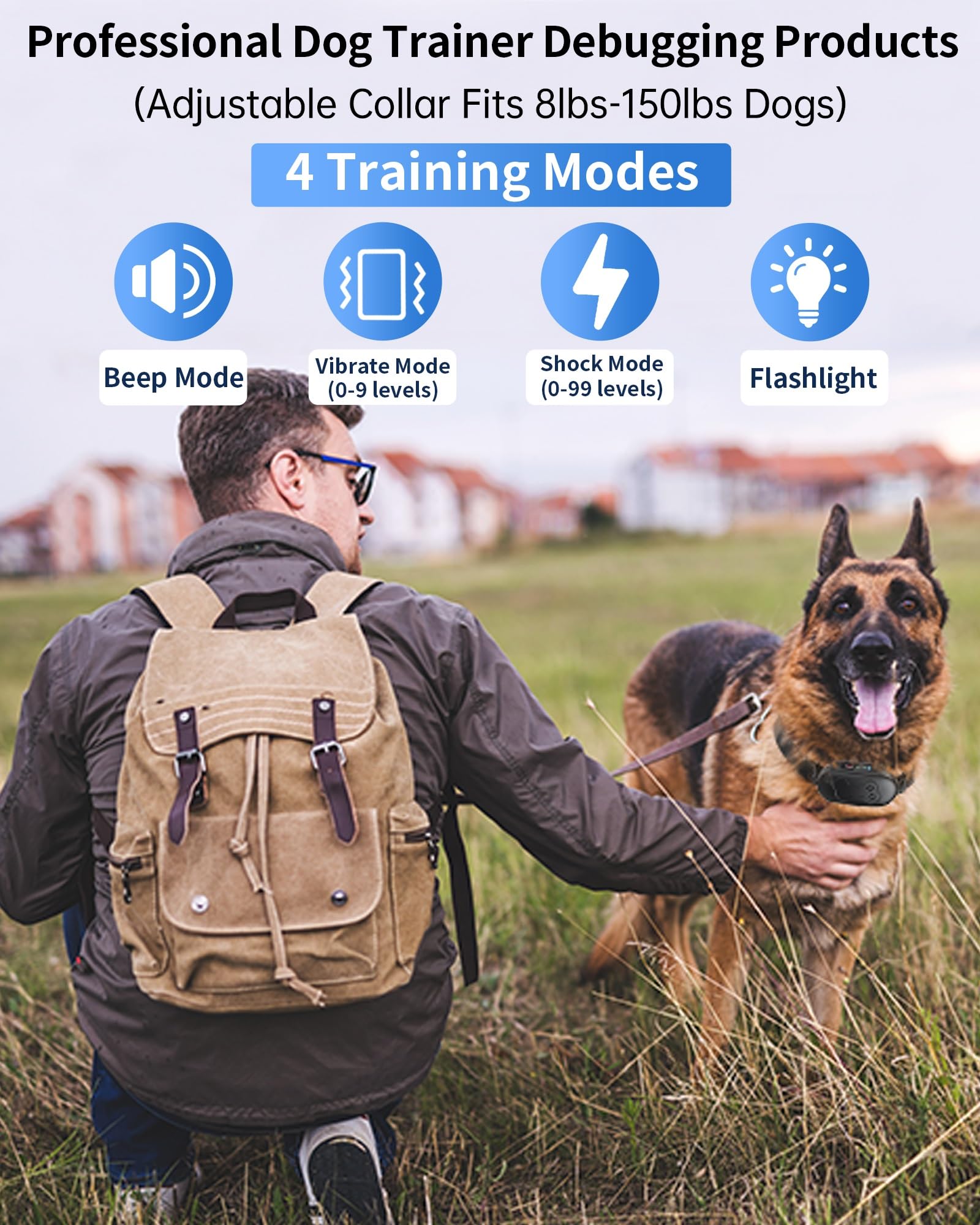 Dog Shock Collar with Remote Control - Rechargeable Dog Training Collar, IPX7 Waterproof E Collar for Dogs with 4 Safe Modes Flashlight Beep Vibration Shock Ideal for All Dog Sizes (8-150lbs) - image 2