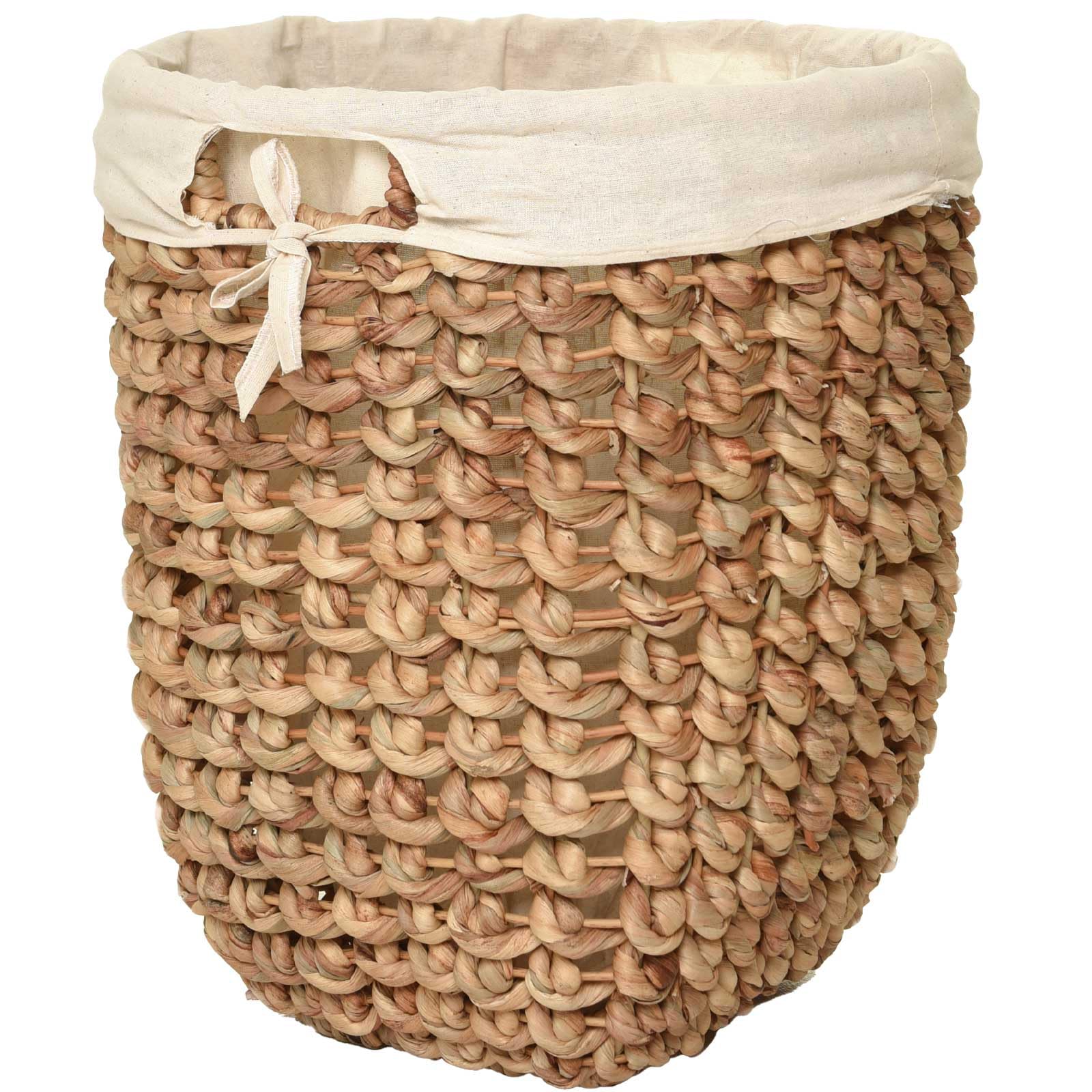 VIVANNO Wäschekorb TINOZZA Wasserhyazinthe Natur - 40x40x45 cm Wäschepuff | Flechtkorb mit waschbarem Wäschesack aus Baumwolle