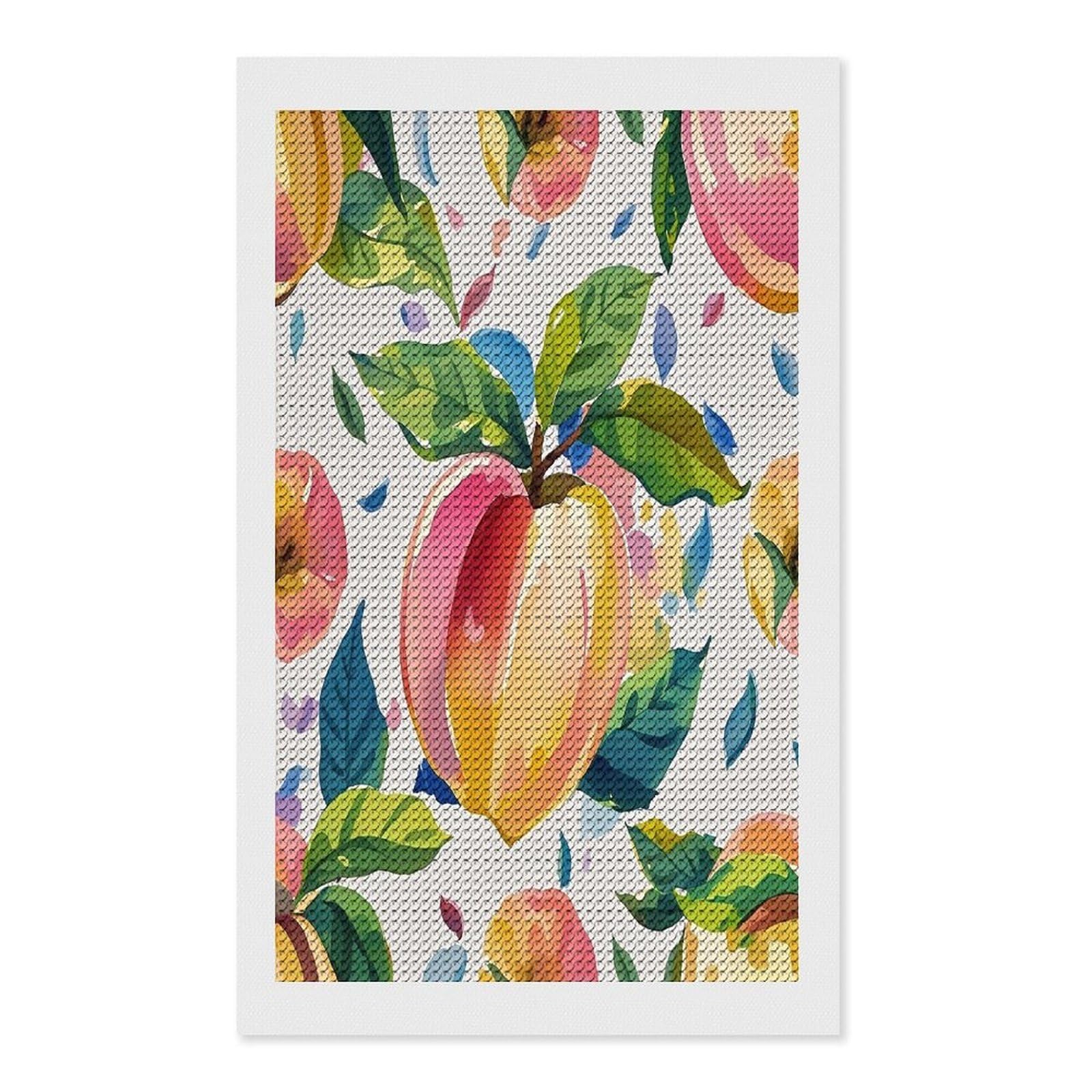 FekiLoot Colorful Peach Watercolor Diamond Painting Kits for Adults Full Round Drill Diamond Art Kits for Beginners 5D DIY Diamond Dots Paintings Diamonds Pictures Gem Art Home Wall Decor 12"x20"