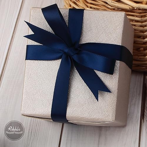 Miniatura 425 de Ribbli - Cinta de satén roja de doble cara, 1 pulgada x 25 yardas, uso para ramo de lazos, envoltura de regalo de Navidad, arreglo floral Rojo