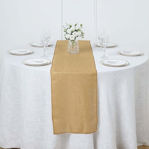 Efavormart - Camino de mesa de yute de lino y yute de 14 x 108 pulgadas, color dorado