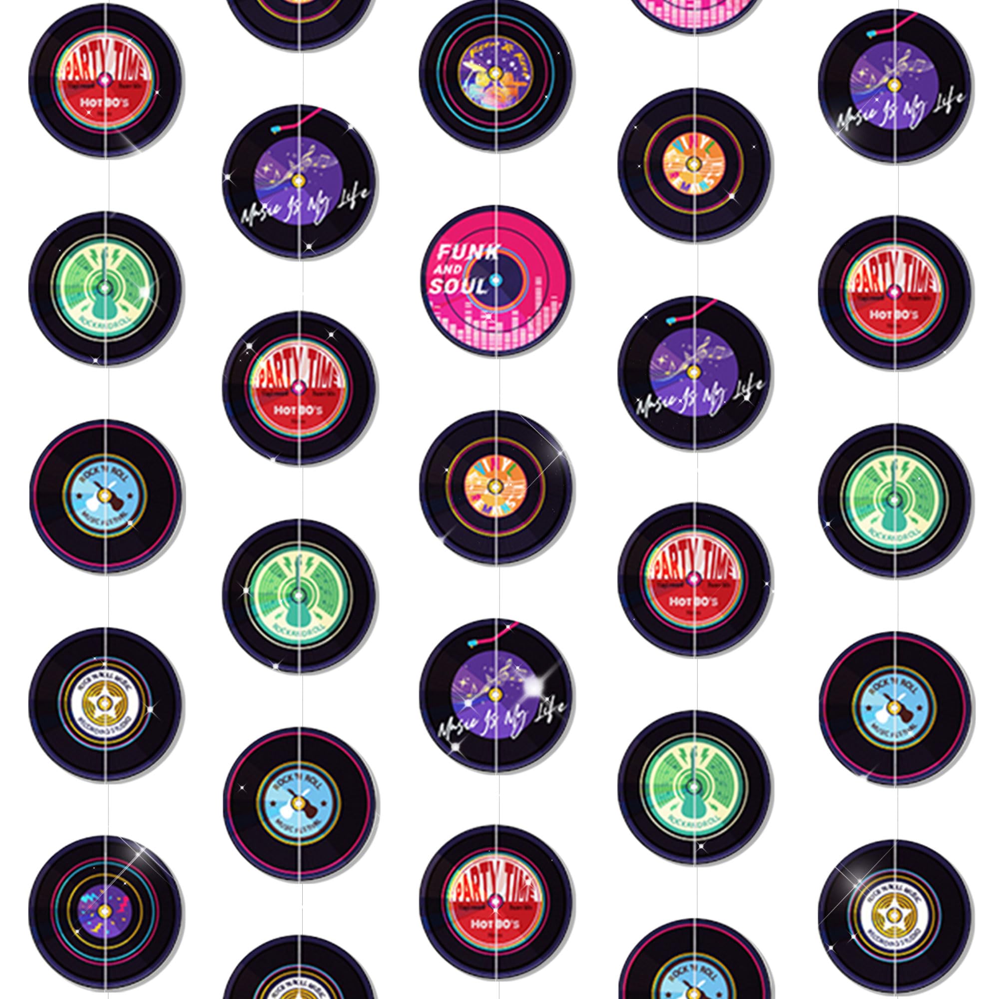 LaVenty Rock Roll Party Decorations Retro Record Paper Garlands