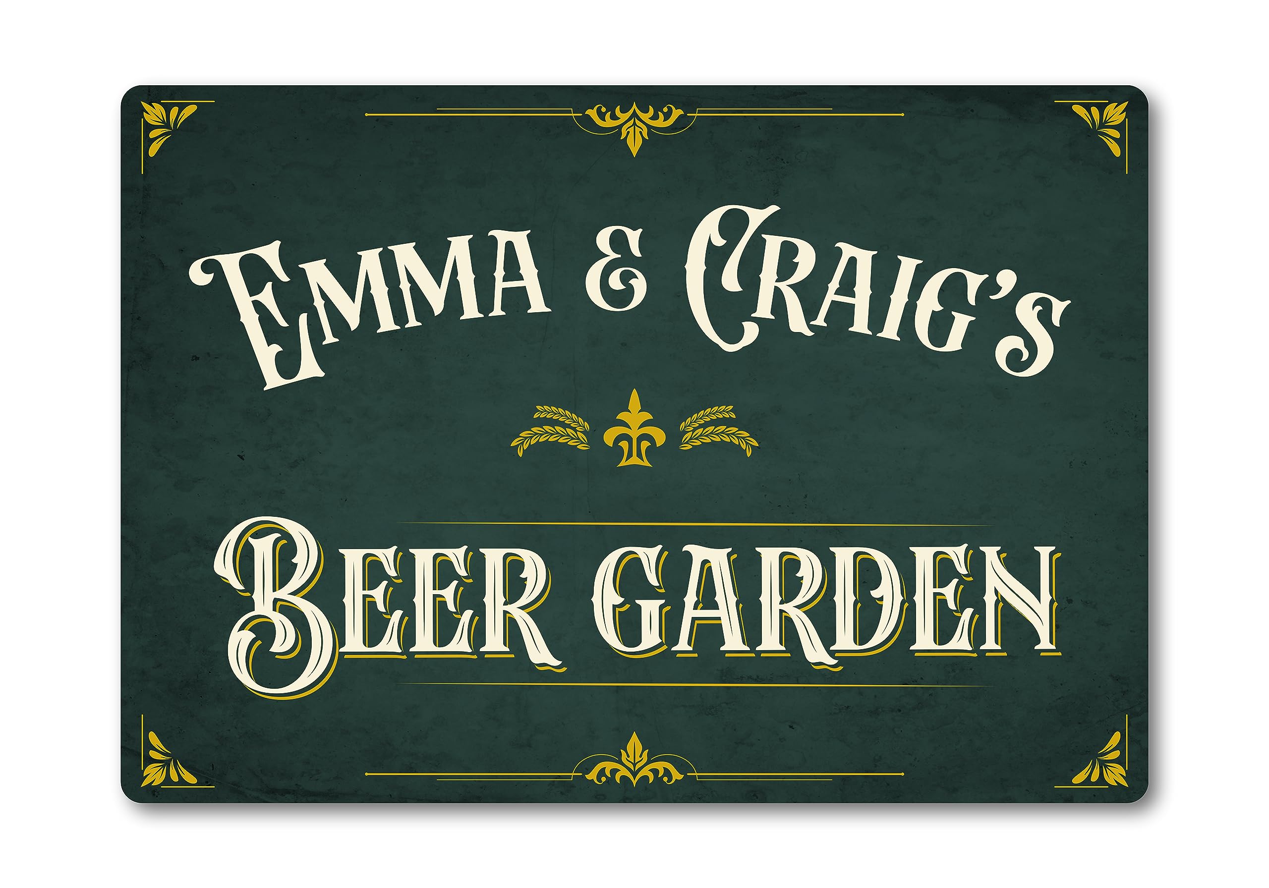 Personalised Beer Garden Bar Sign METAL Rustic Custom Plaque. Outdoor or Indoor Home Pub Man Cave (A4 (283mm x 197mm))