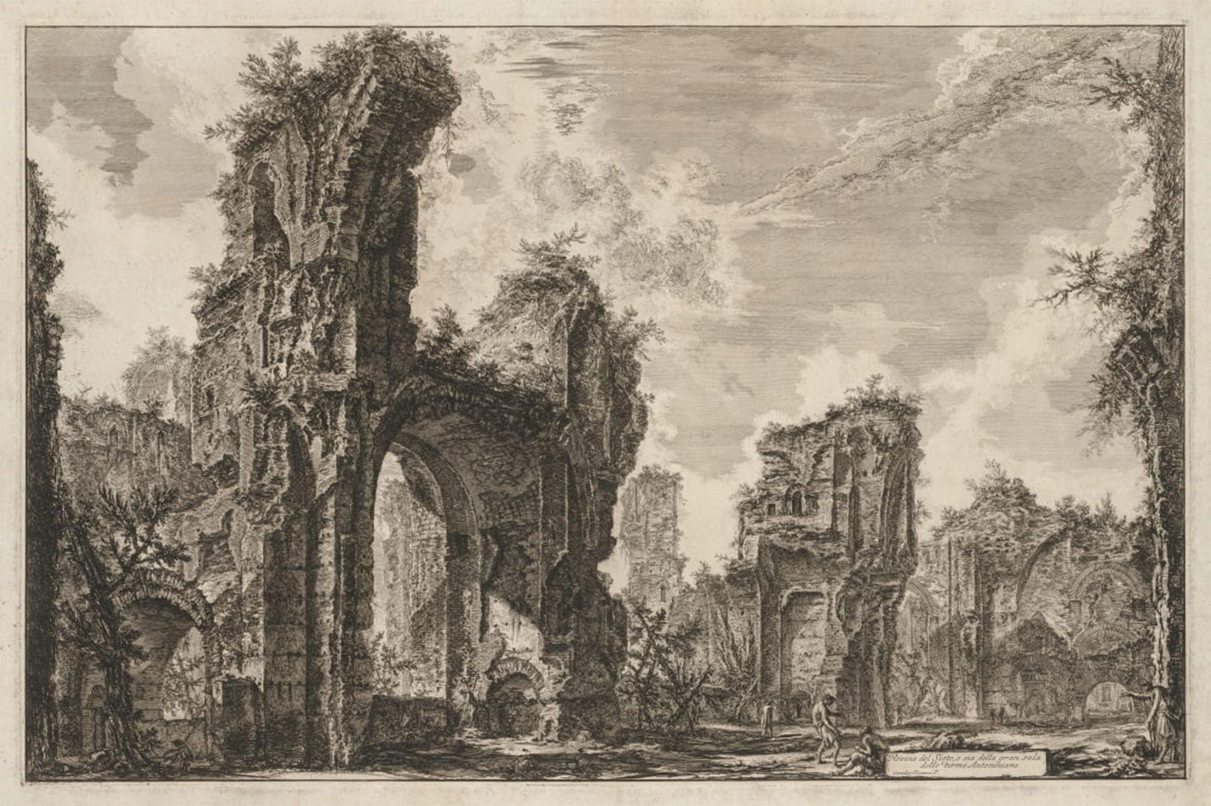 SERENDIPITP Abstract Painting Mural Print Picture Wall Decor Painting Views of Rovine Del Sisto O Siaa Gran Salae Terme Antoniniane by Battista Piranesi Vintage Wall Artwork for Home Decor 60x90cm
