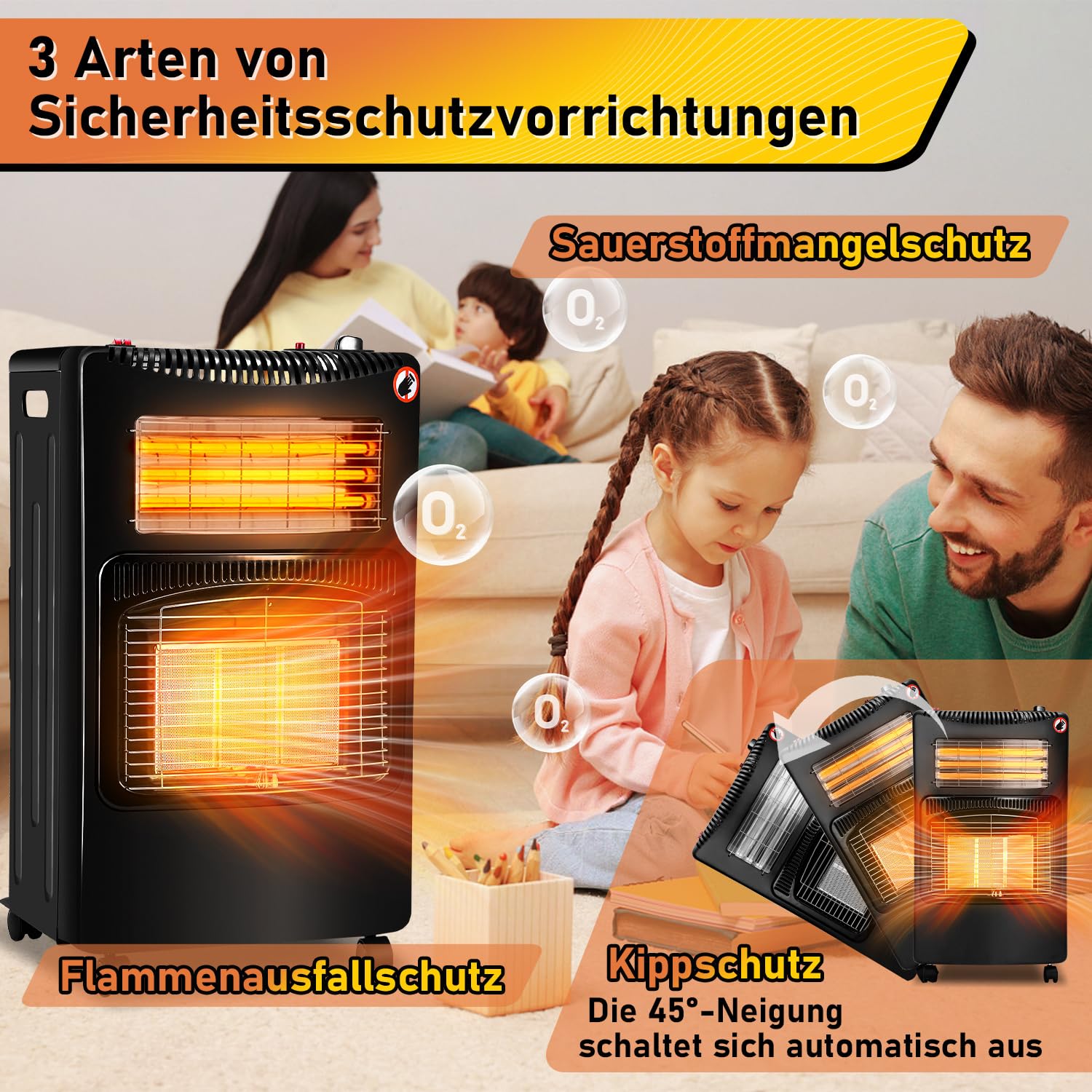 Grzejnik gazowy 4200 W, elektryczny grzejnik na podczerwień, ceramiczny palnik na podczerwień, ogrzewanie gazowe do wnętrz, piec gazowy do butli gazowych do 15 kg
