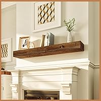 Vista 24 de Avana Mantel rústico para chimenea, madera hecha a mano, 72 x 8 x 5 pulgadas, acabado espresso