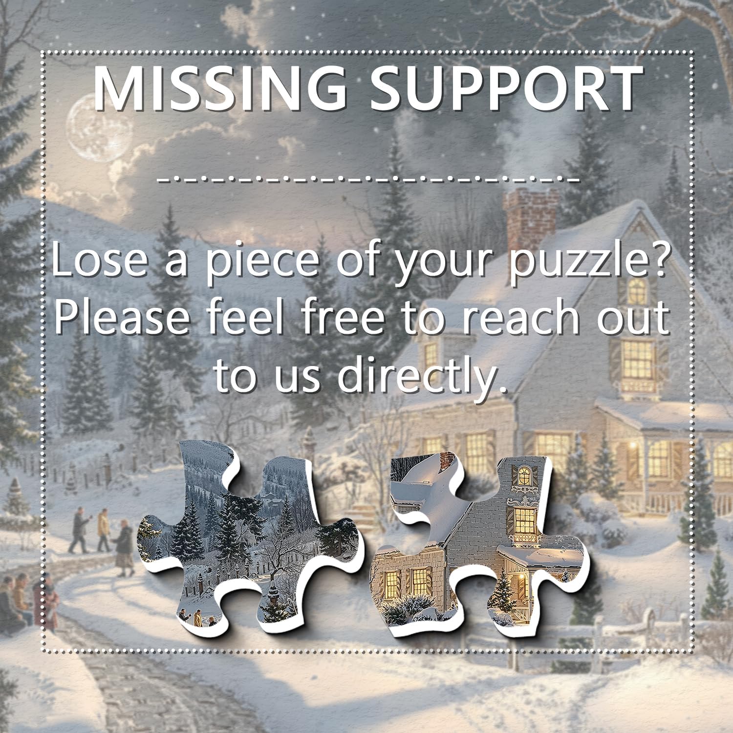Moonlit Snowy Night Puzzles for Adults 1000 Pieces, Cozy Winter Forest Cabin Night Scene Nature Jigsaw Puzzle, Challenging Holiday Landscape Art Puzzle as Home Wall Decor