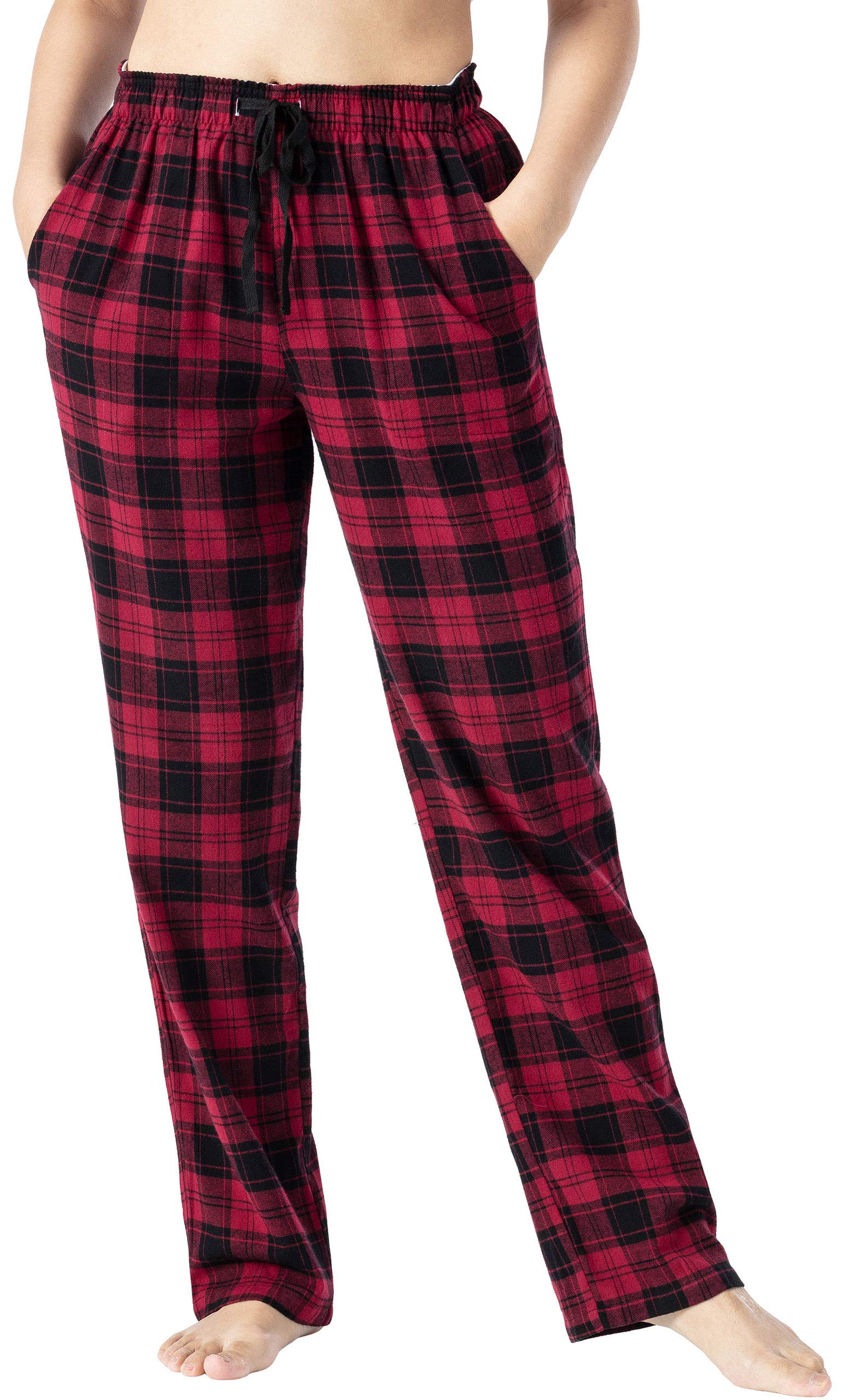 Pantalones de Pijama Mujer 100% Algodón Pantalones Invierno Cuadros Suave Cálido