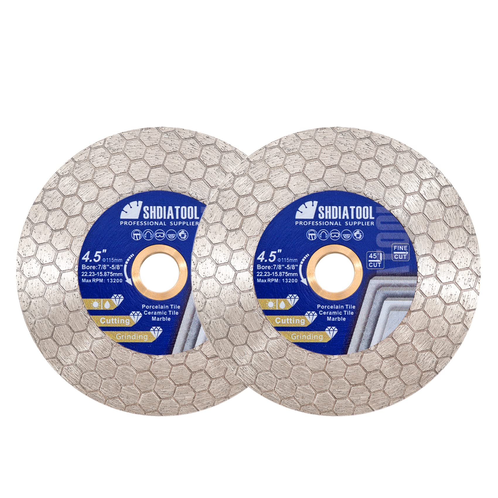 SHDIATOOL Piastrella disco diamantato da taglio 115 mm Taglio e smerigliatura di piastrelle in porcellana Granito Marmo Ceramica Muratura,2 pezzi