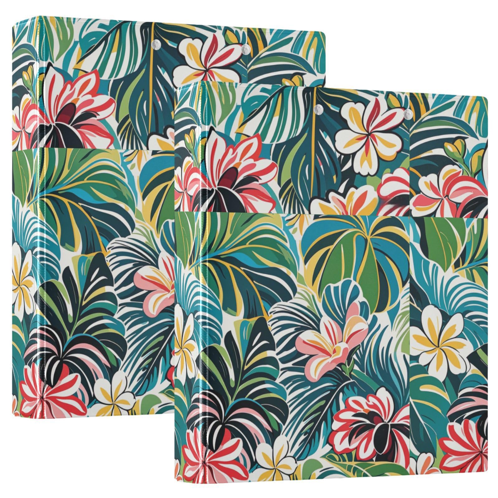 Raccoglitori scolastici da 2,5 cm e mezzo con fiori hawaiani estivi colorati