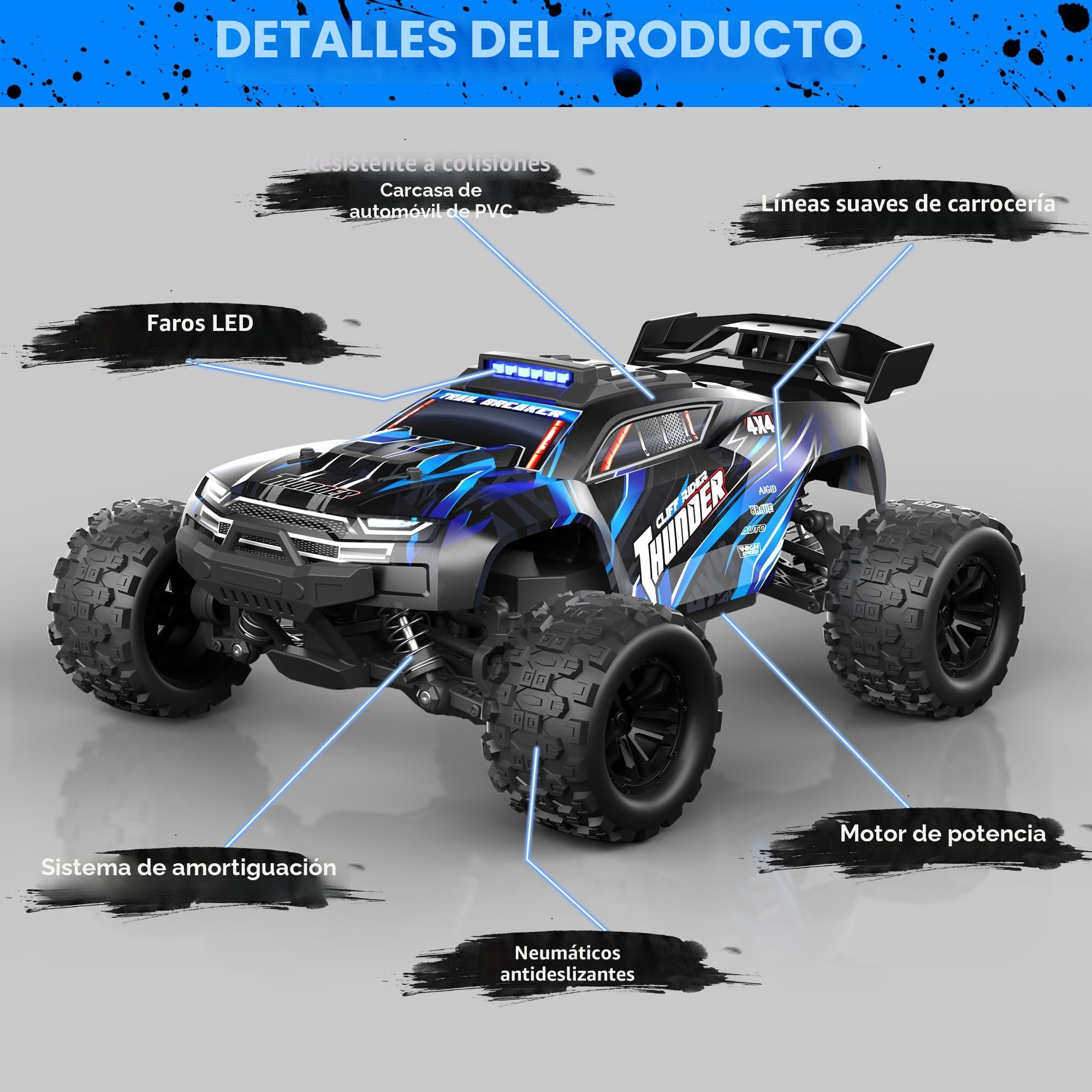 BAZADER Coche Teledirigido Coche RC - 1:18 Coches De Control Remoto 40km/H 2.4ghz 4wd Todoterreno Off-Road Drift Truck- Remote Control Car con Baterías Recargables