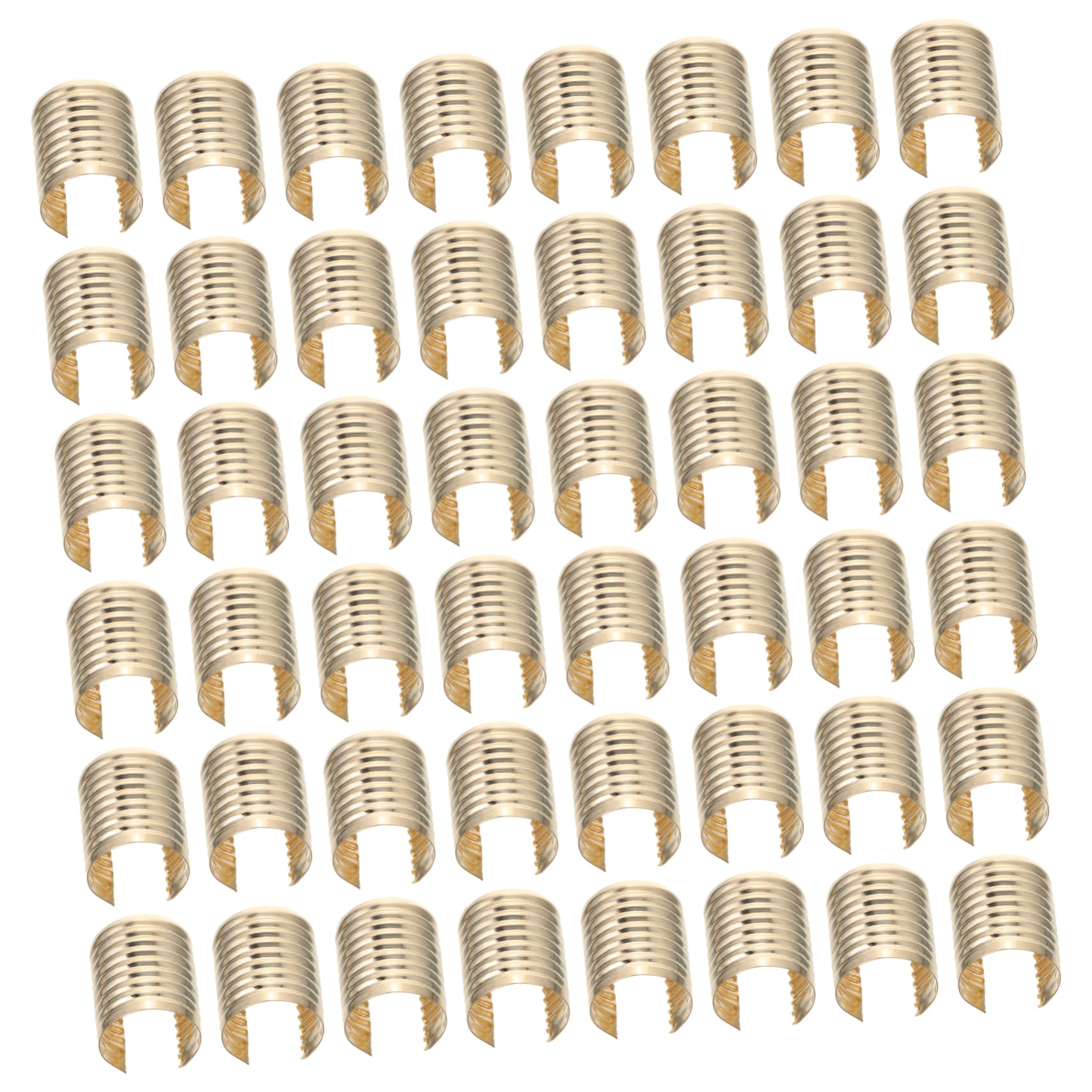 ULDIGI 100pcs Tassel Tail Clip Leather Rope Fastener Clamp Wire Clips for Cords Metal Fastener Cylindrical Tassel Opening Crimps DIY Jewelry Making