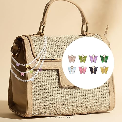Miniatura 8 de 30 piezas de 10 colores de mariposa de aleación de acrílico colgante de mariposa para aretes, pulseras, collar, colgante de bricolaje, joyería
