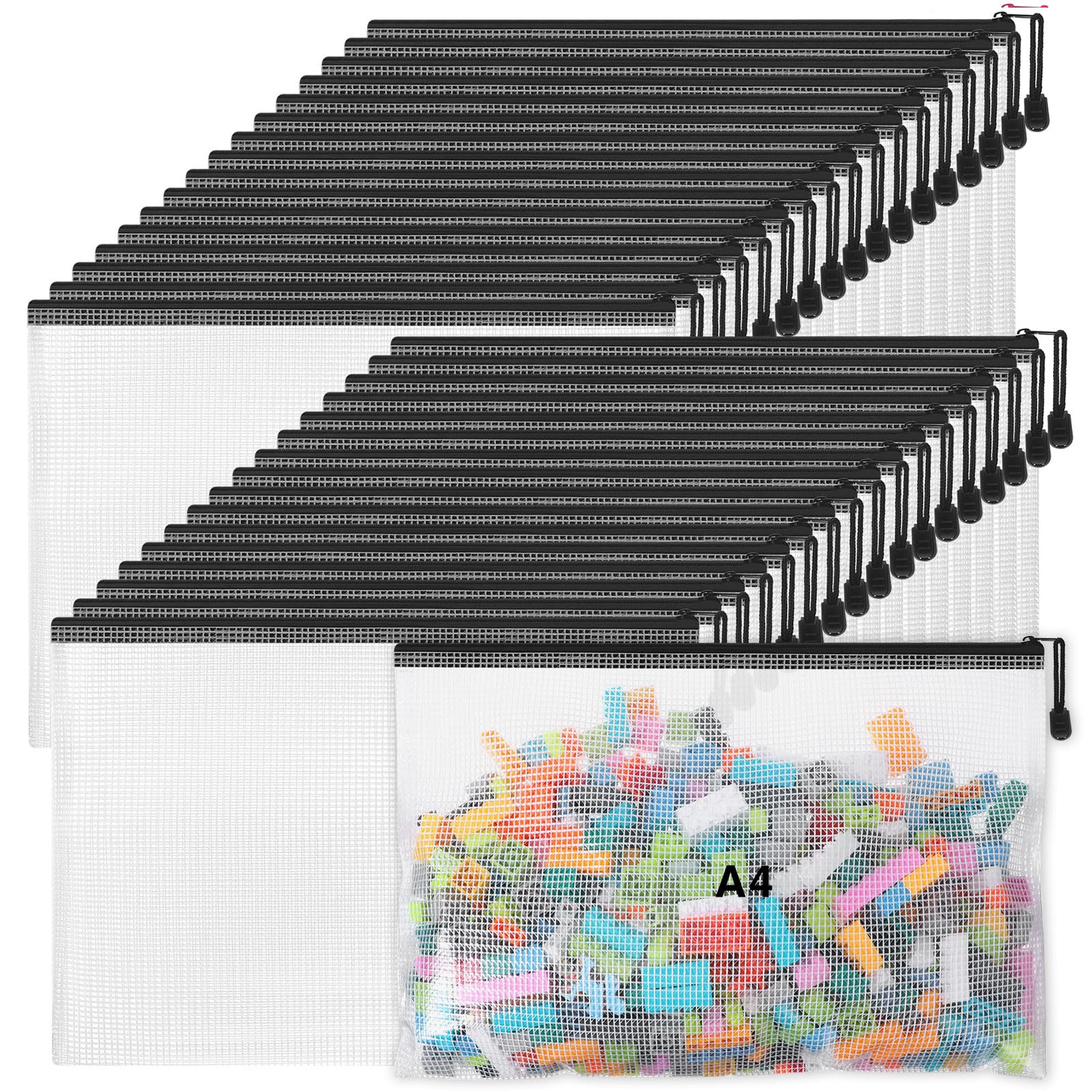 Jetec 32 Pcs Mesh Zipper Bags Bikini Organizer,Black,13 x 9.5 Inch — image 1