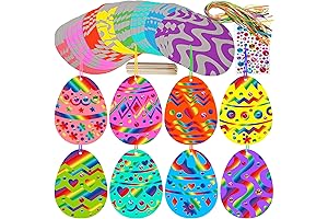 32 Pack Kids Magic Color Scratch Paper Easter Egg Ornaments