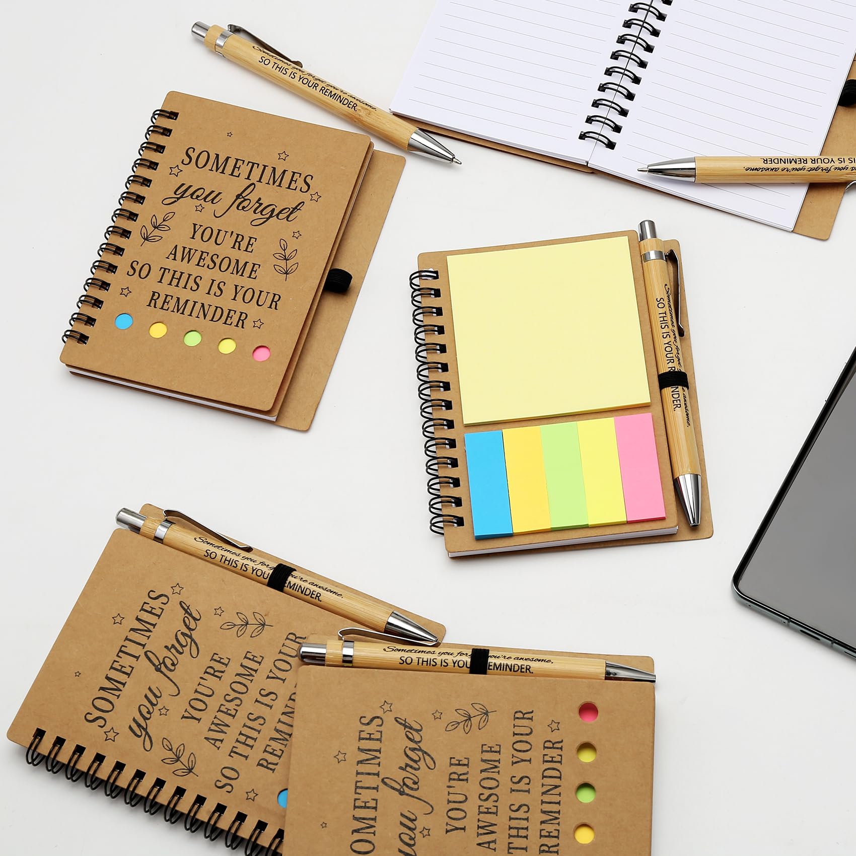 Yocdunm 20 Set Inspirational Spiral Notebook Sets Bulk Include 20 Motivational Notebook 20 Bamboo Ballpoint Pens Motivational Thank You Gift for Employee Nurse Women Team Coworker - Image 2