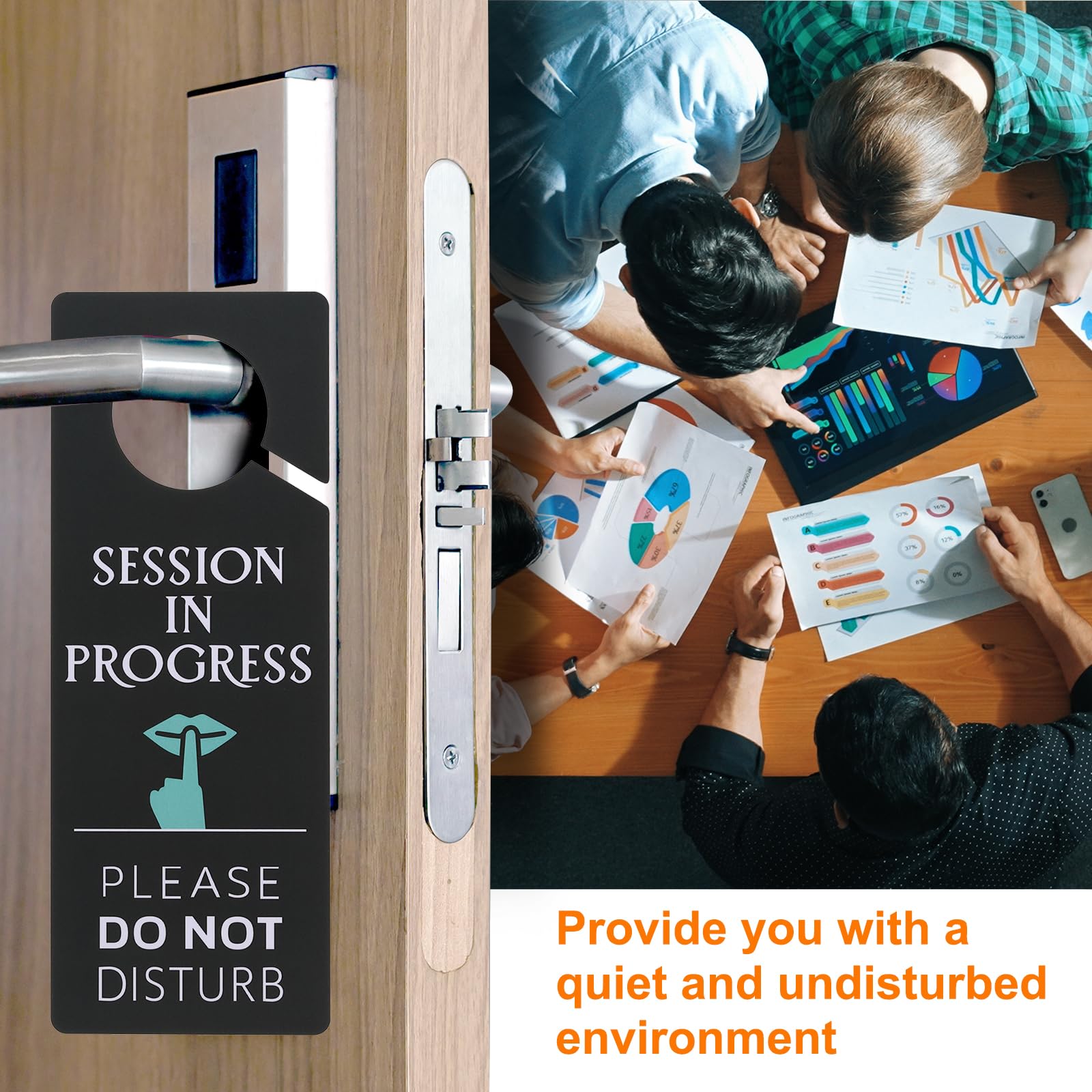 PATIKIL Do Not Disturb Door Hanger Sign, 2 Pcs PVC Double Sided Session in Progress Door Sign Decor for Office Meeting - Image 4