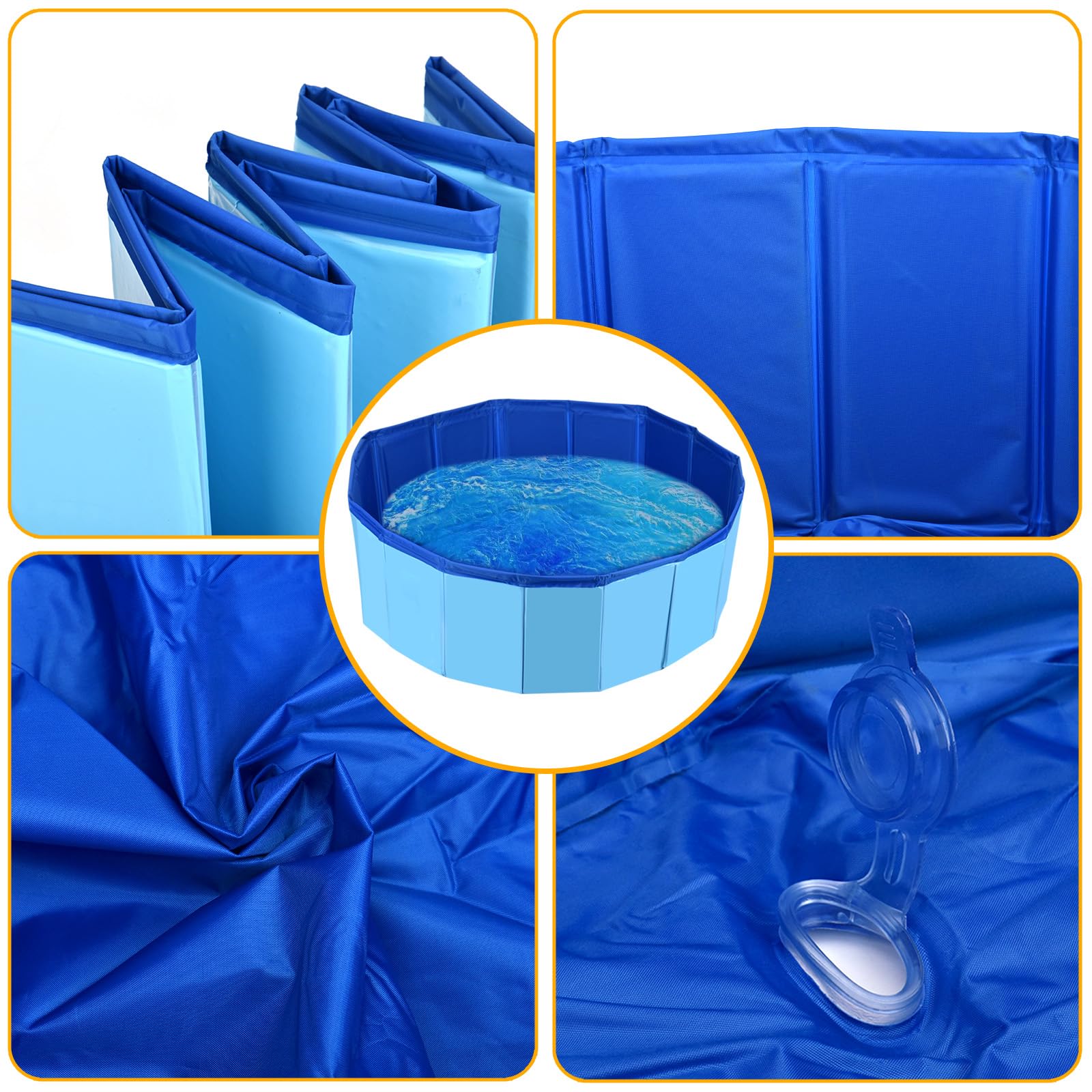 Tina plegable para perros, piscina grande de PVC para mascotas, piscina de juegos para mascotas, piscina antideslizante para el baño de perros en el jardín (80 x 20 cm)