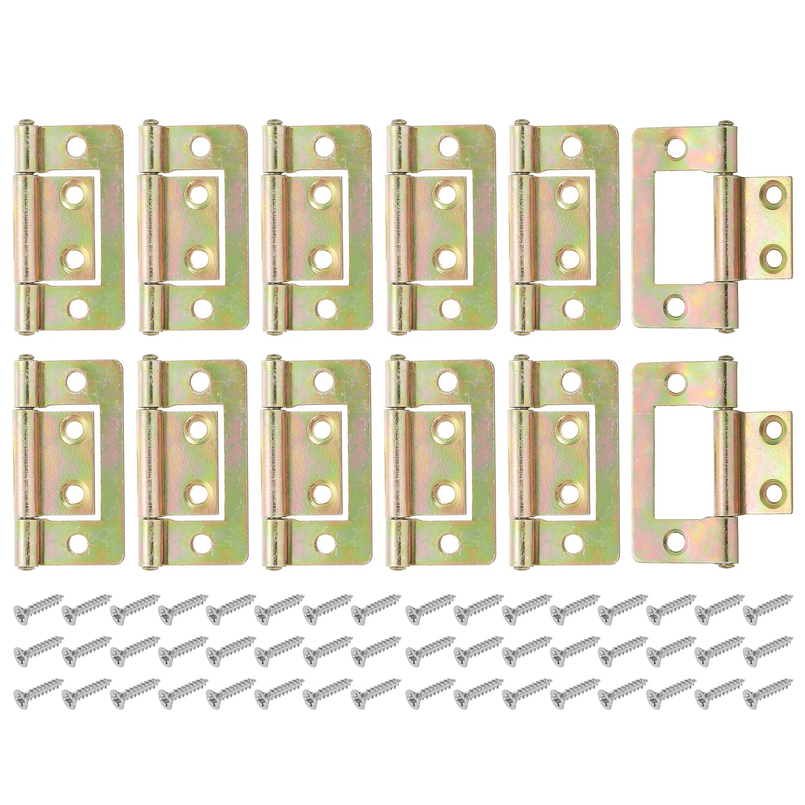 sourcing map 12Pcs Non Mortise Door Hinges, 3.8 x 2.1cm Iron Bifold Butt Cabinet Hinges Smooth Sliding Bearing Hinge with Mounting Screws for Doors, Windows, Cabinet, Box, Furniture, Multicolor