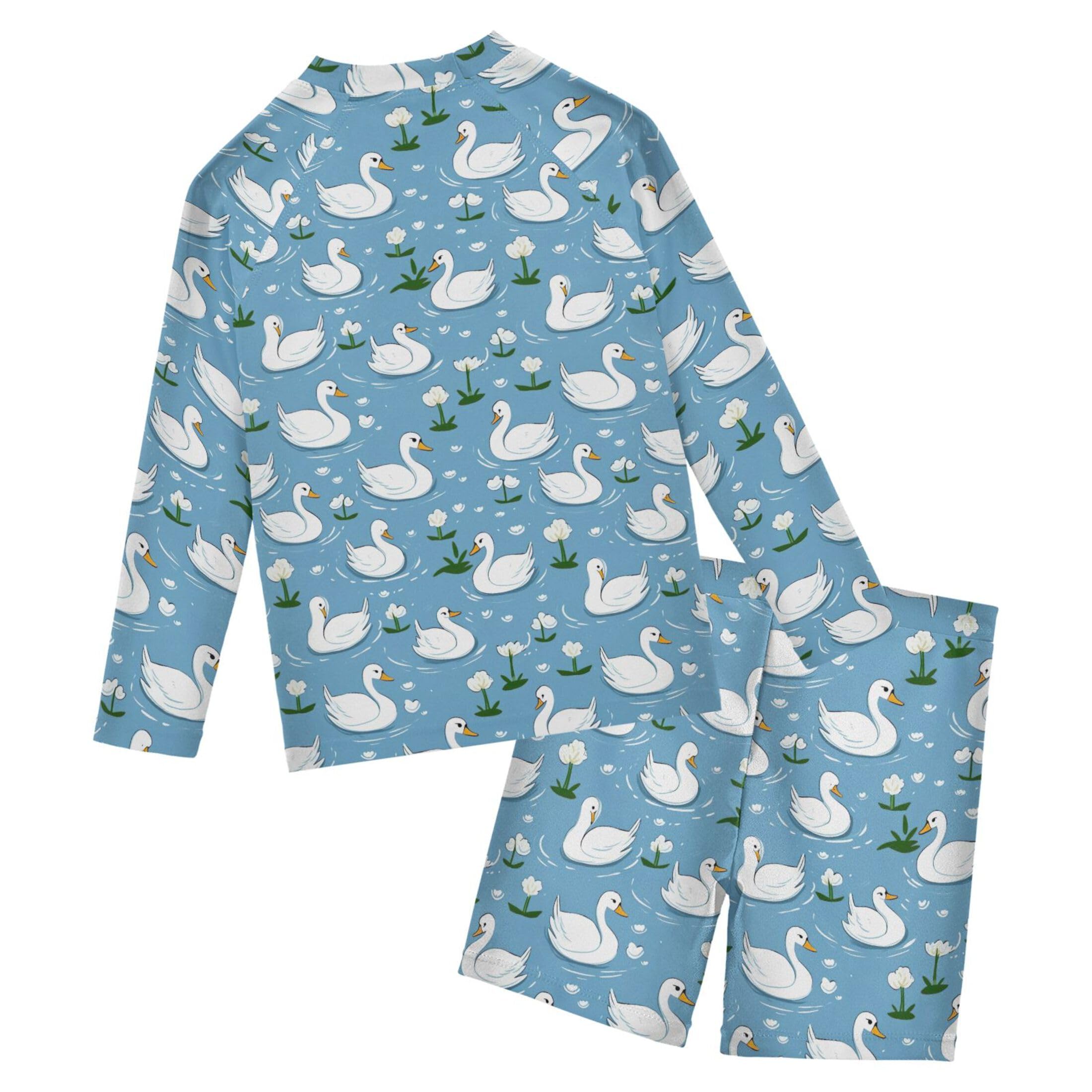Swan Animal Toddlers and Baby Boys' Swimsuit Trunk and Rashguard Set B0403790