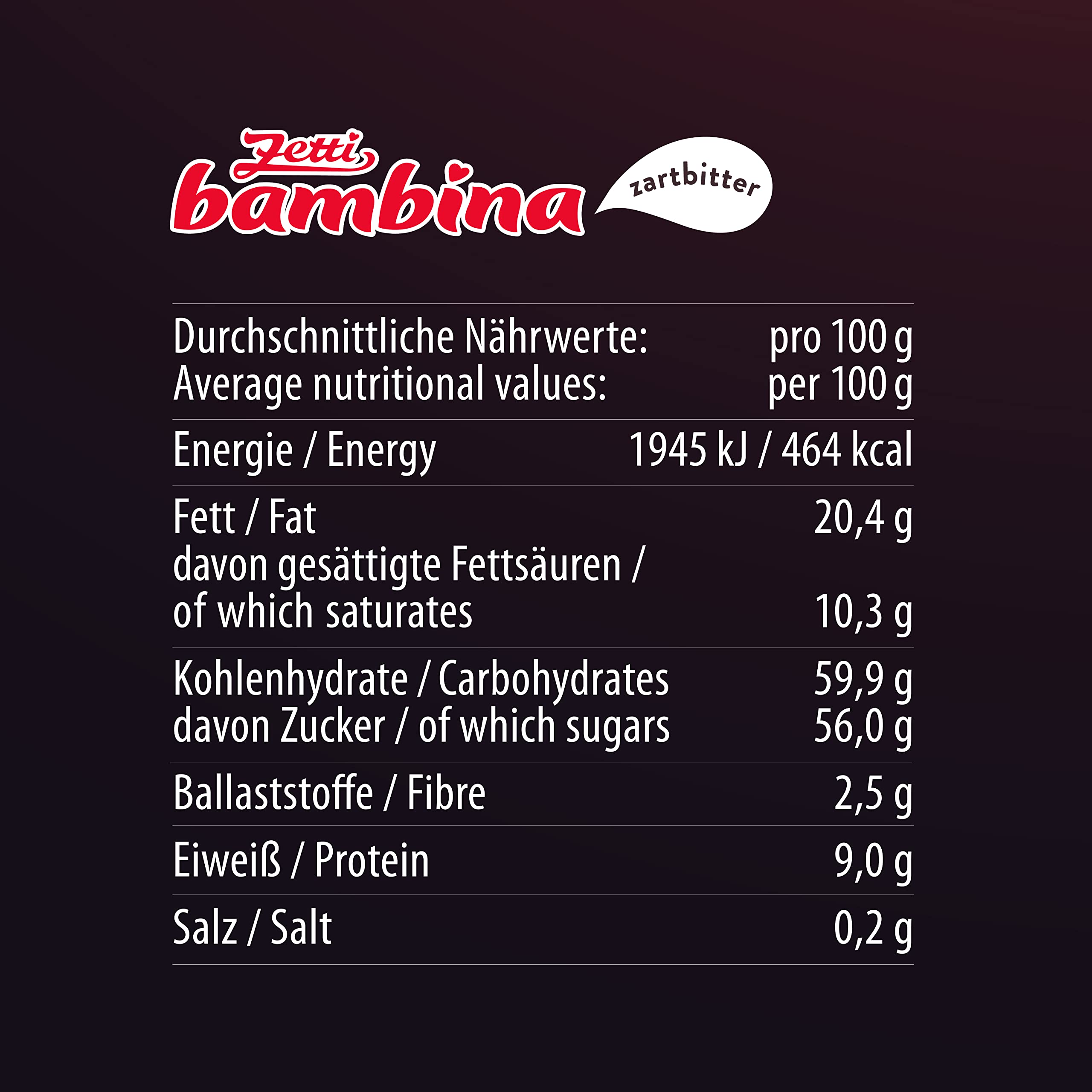 Zetti bambina Zartbitter Schokolade mit Haselnuss und Karamell, 24er Pack (24 x 100 g) (Zartbitter, 24 Stück)