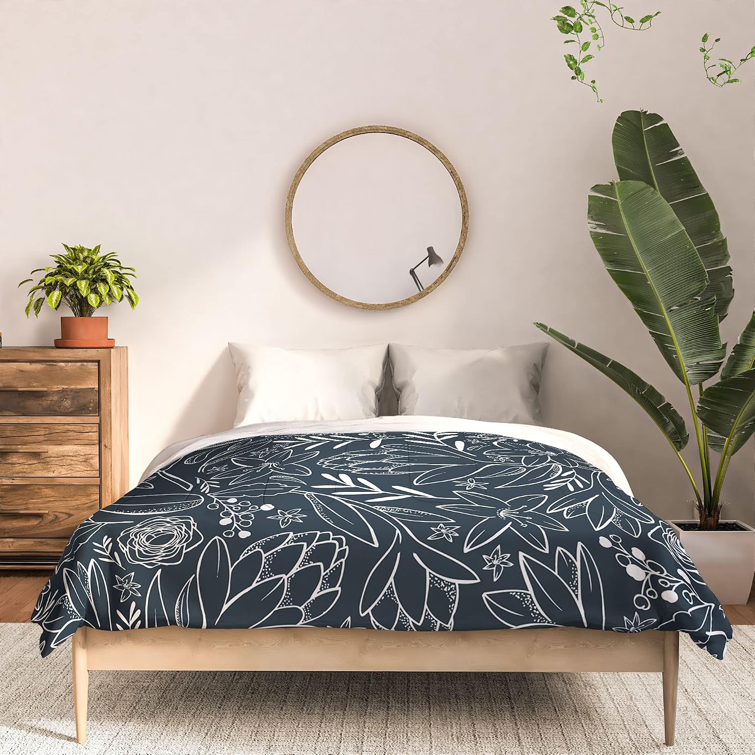 Deny Designs 2021 Cotton Comforter, Queen, Heather Dutton Botanical Sketchbook Midnight