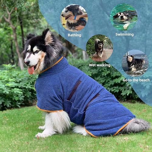 Miniatura 2 de Toalla de secado para perros, material de microfibra, de secado rápido, súper absorbente, de secado rápido, absorbe la humedad, con cuello y cintura