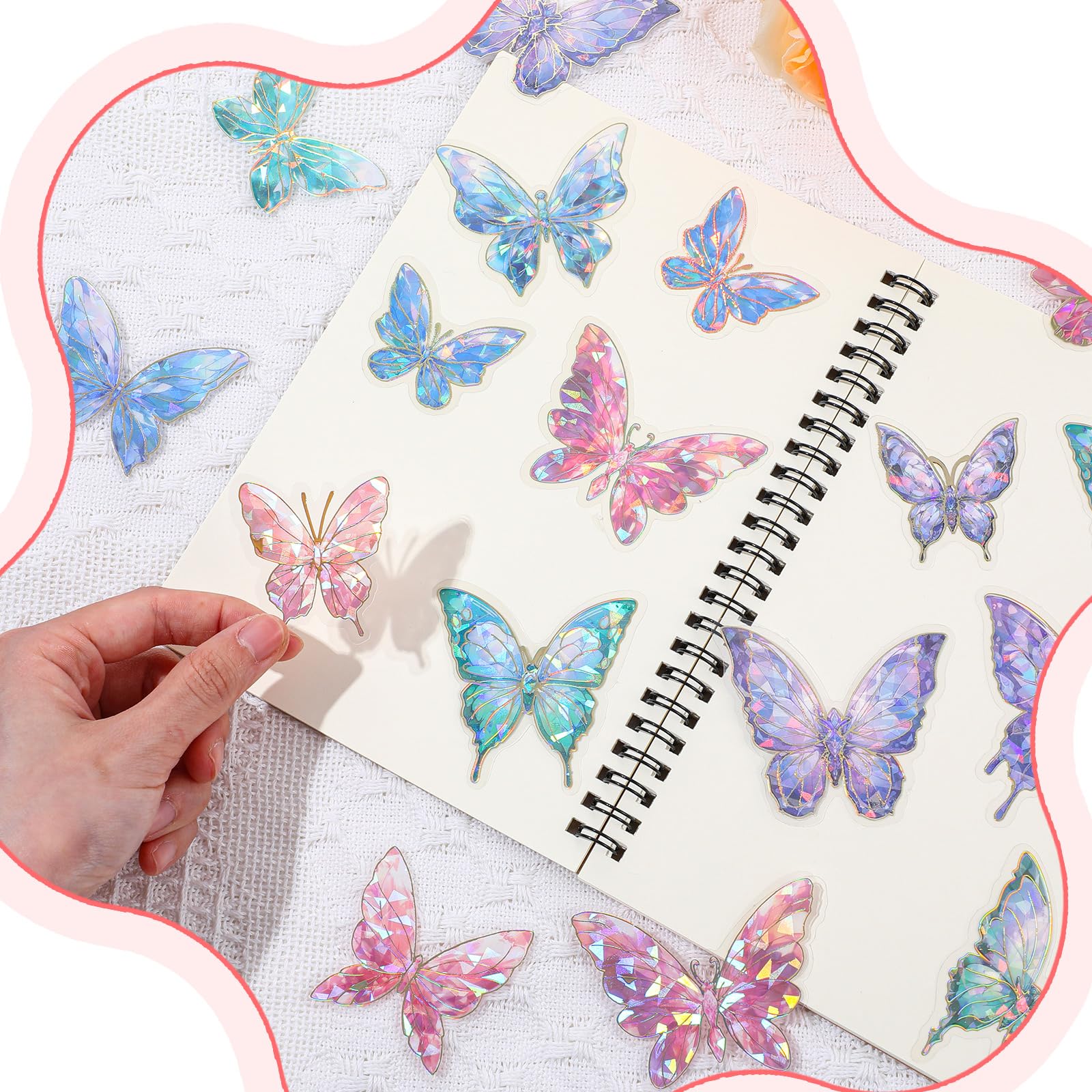 80pcs 3D Holographic Butterfly Stickers Self-Adhesive PVC Butterfly Stickers Decals for Junk Journal Bullet Scrapbook Journals Planners Laptops Paper Crafts - Image 4