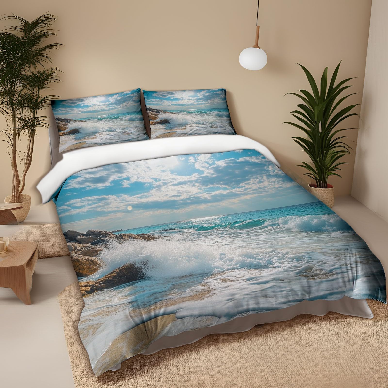 Housse de couette fermeture éclair turquoise 220x240 parure lit sans pli