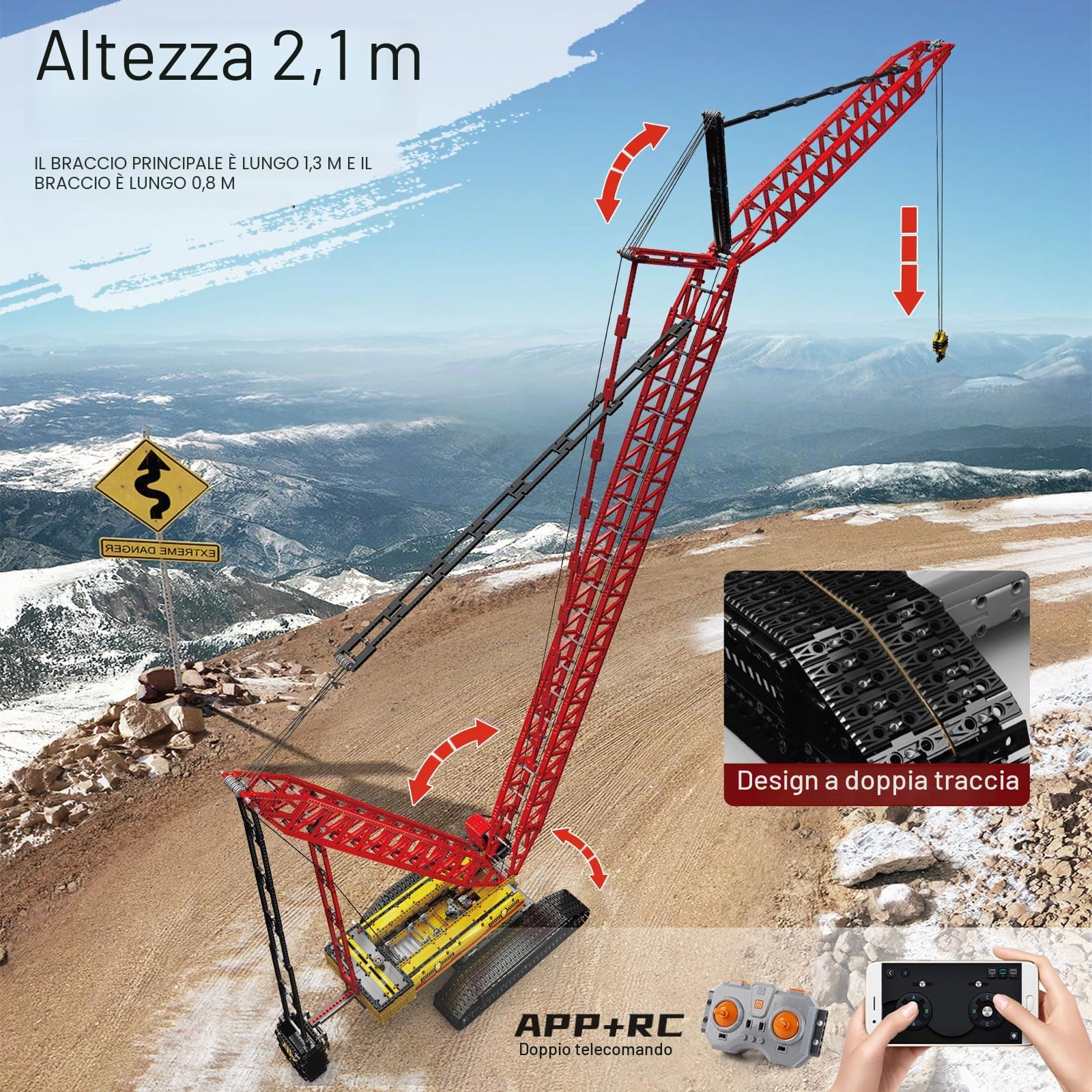 Mould King 17015 Gru cingolata LR-13000 Gru Caterpillar, APP Doppio telecomando Building Blocks Mattoni, 4318 parti 6 motori Truck Crane Building Set MOC 39663