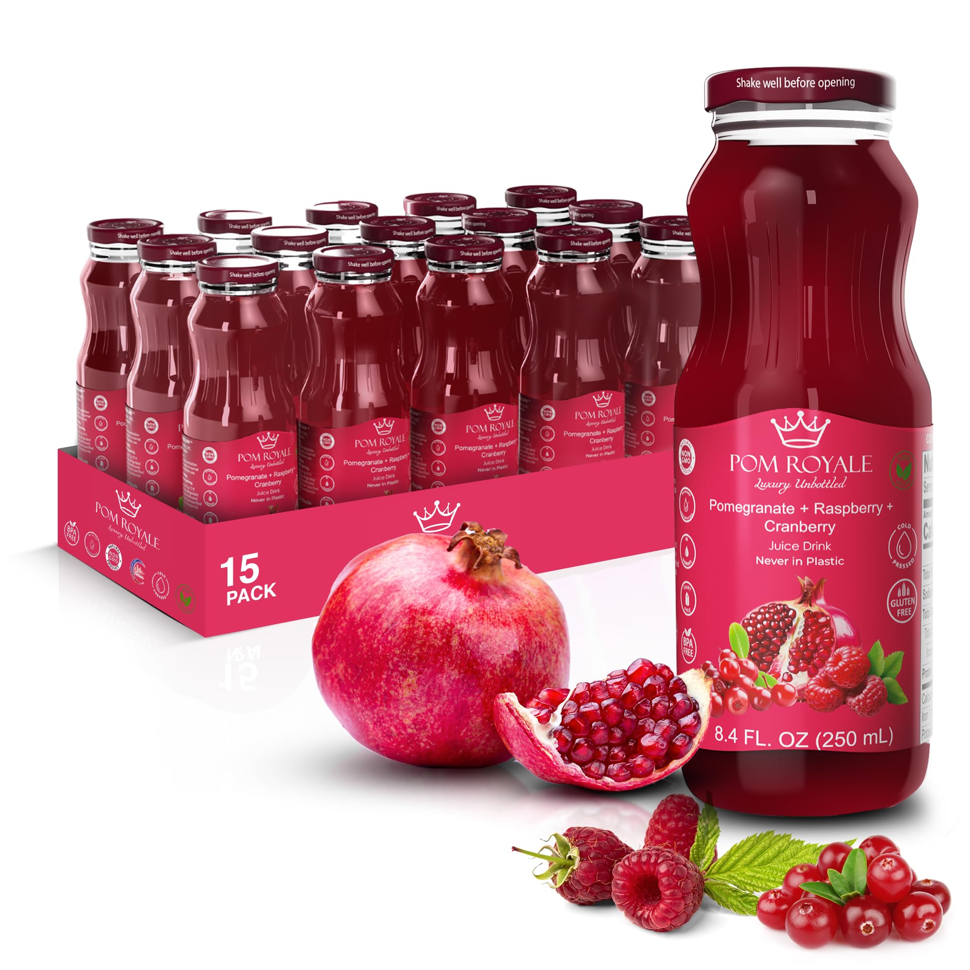 Pure Apple Juice, 8.4oz Glass Bottle (Pack of 12), Cold Pressed Juice, Not from Concentrate, Non-GMO, No Sugar Added, Gluten Free, Kosher Certified, Preservative Free — view 14