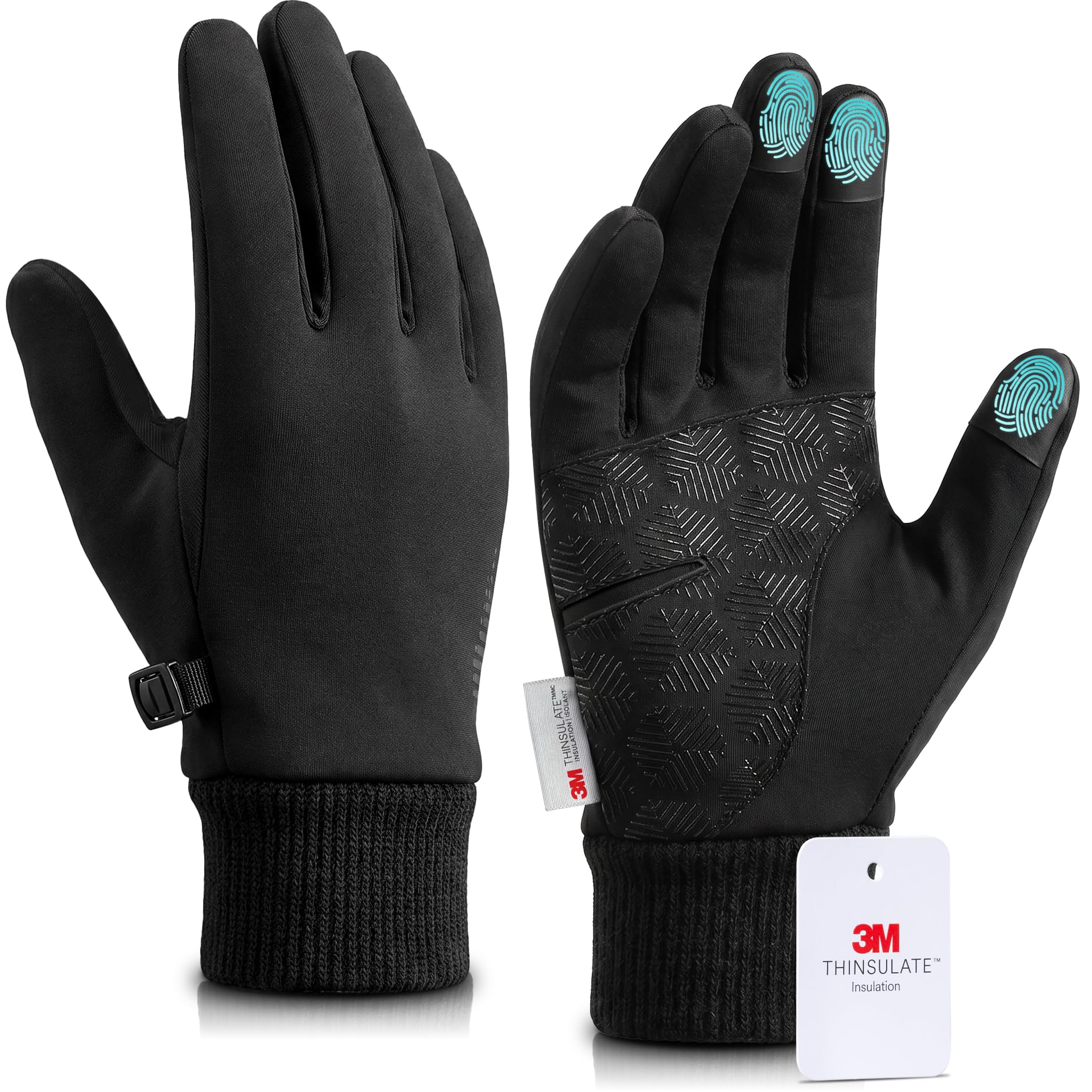 SIMARI Winter Gloves for Women Men - Cold Weather Thermal Touch Screen Ski Snow Glove Liners, Non-Slip Palm &amp; Warm Fleece Lined, for Running Cycling Driving Hiking Walking Sports Outdoor Texting Work