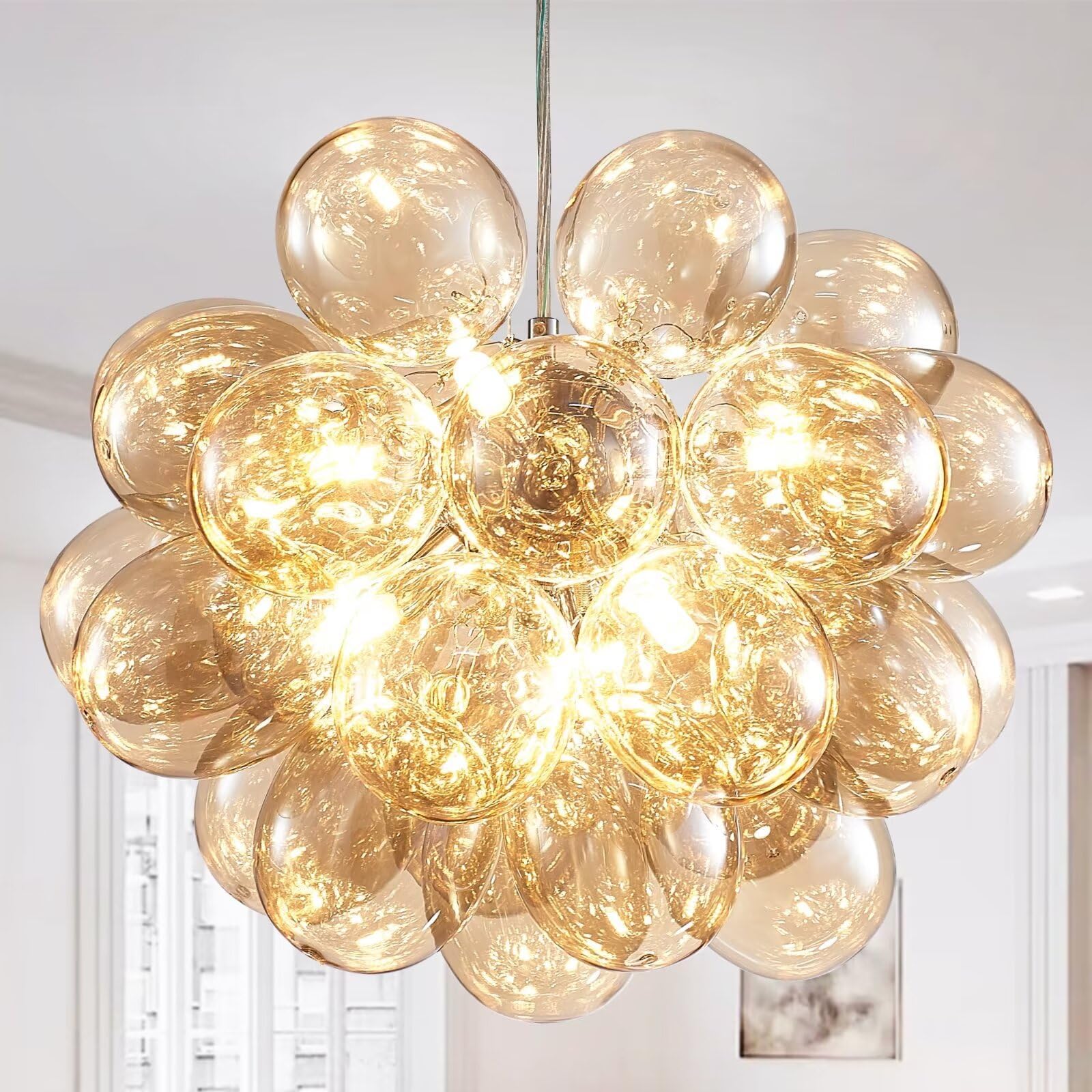 Vcozar Bubble Ball Chandelier - Clear Glass Globe Chandelier